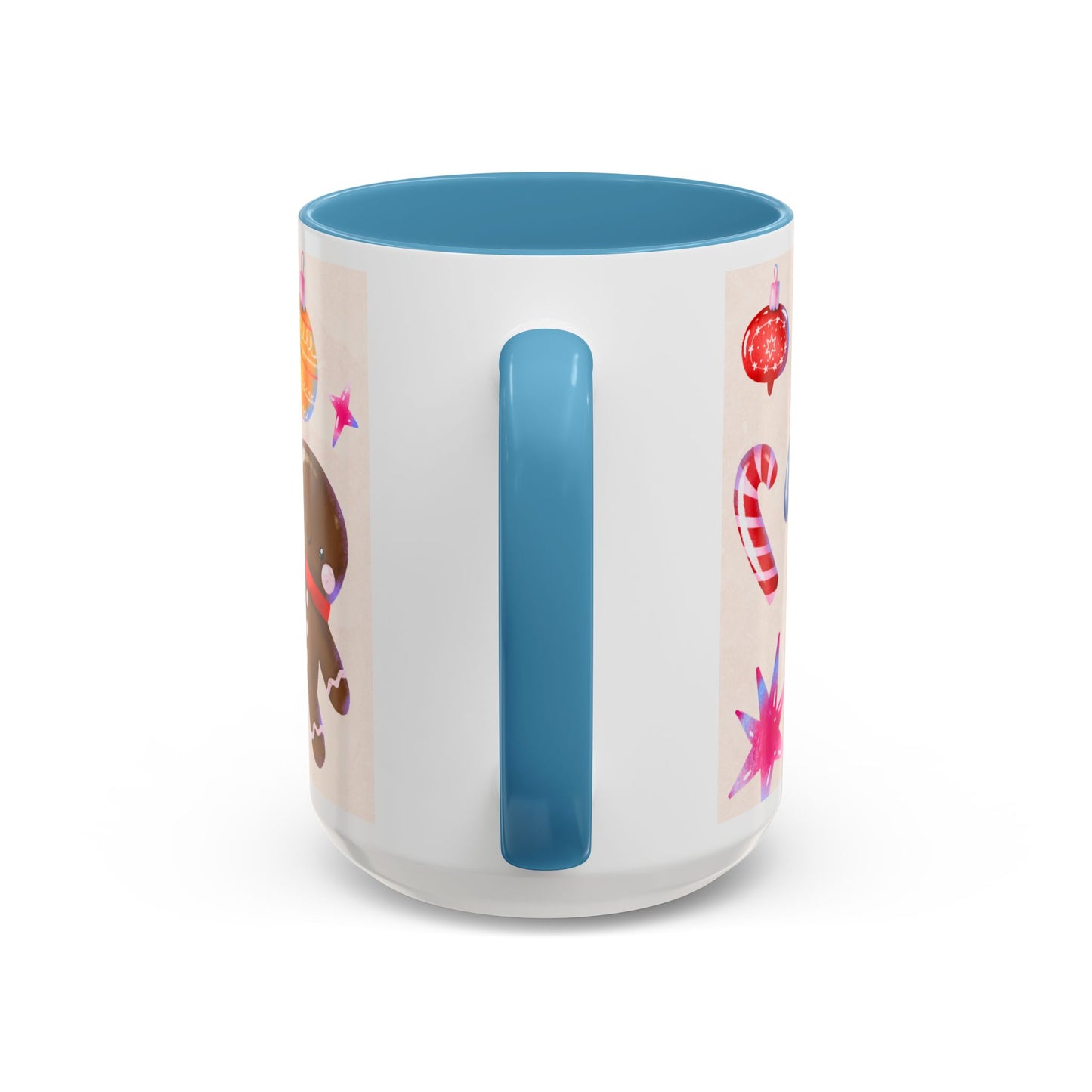 Christmas Time Accent Coffee Mug — Festive Gingerbread & Ornaments Holiday Mug (11/15 oz)