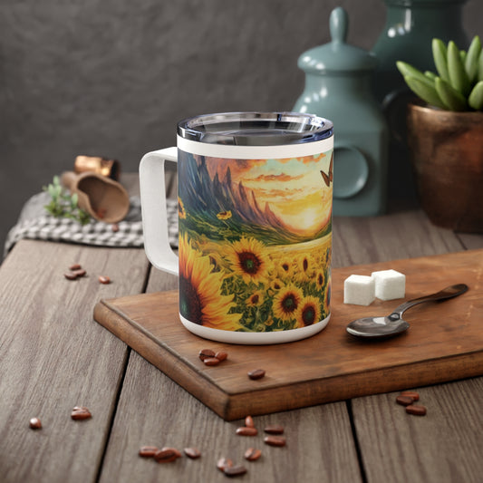 Sip in style anywhere with our Sunflower Insulated Coffee Mug, 10oz