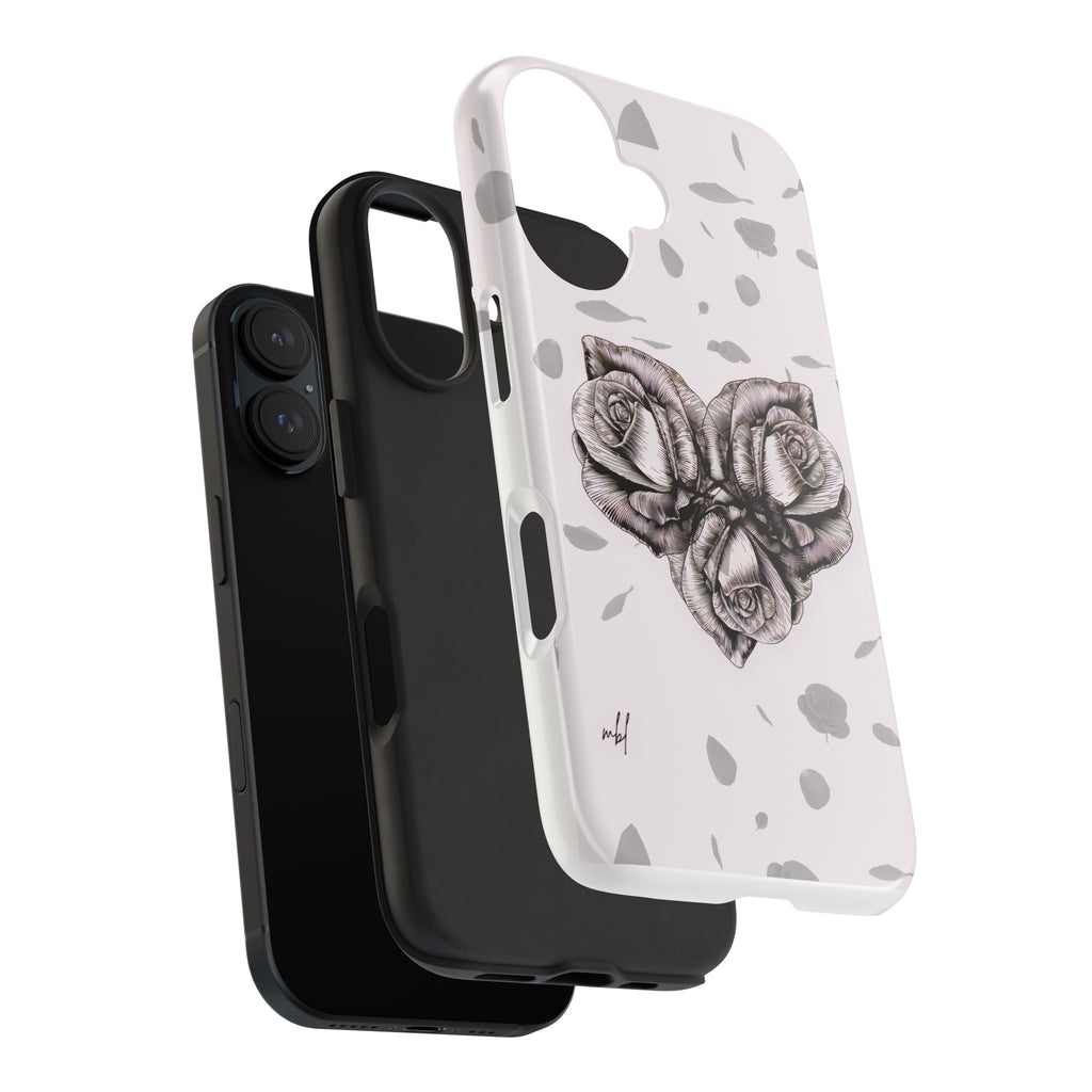 IPhone Phone Case Artistic Floral Tough Phone Cases - Heart Rose Design