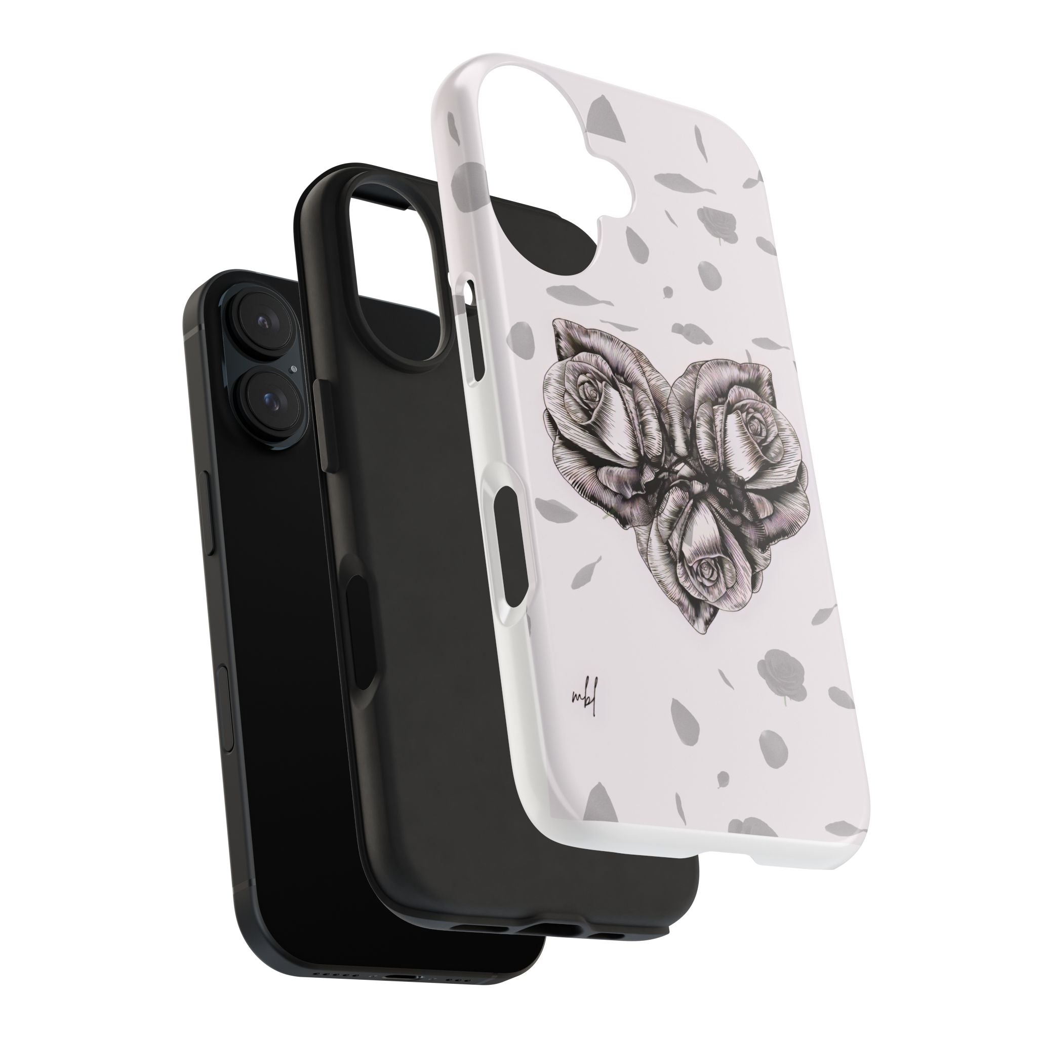 IPhone Phone Case Artistic Floral Tough Phone Cases - Heart Rose Design