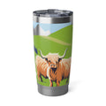 Highland Cow 20oz Tumbler — Insulated Travel Mug with Scenic Mountain Design