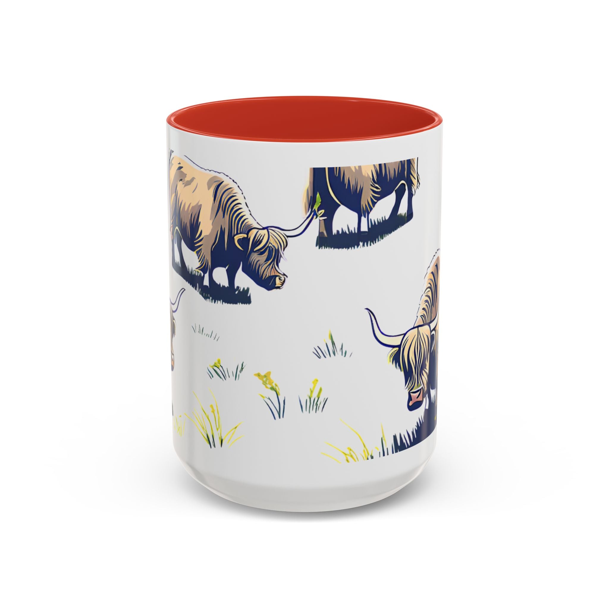 Highland Cow Accent Coffee Mug – Cute Scottish Cattle Pattern, 11/15oz