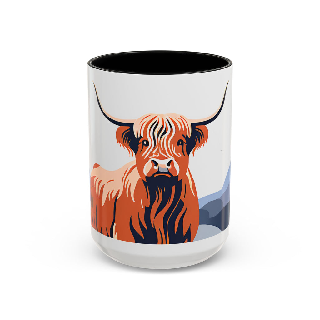 Highland Cow Accent Coffee Mug – Scenic Farmhouse Tea & Coffee Cup (11/15 oz)