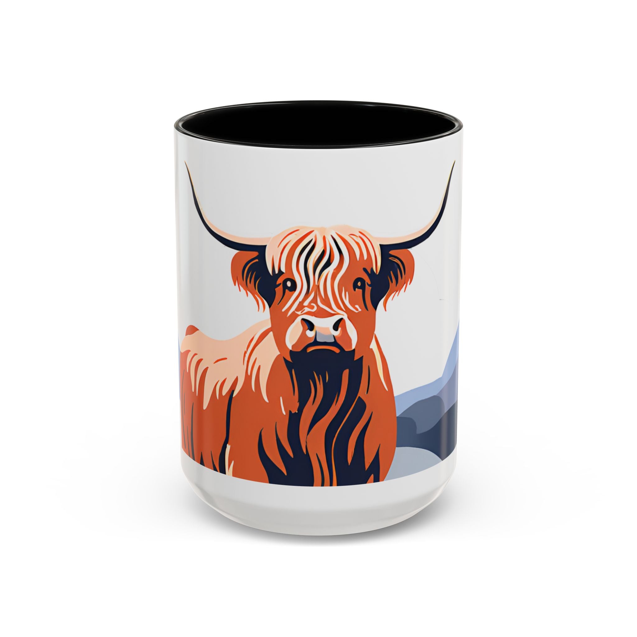 Highland Cow Accent Coffee Mug – Scenic Farmhouse Tea & Coffee Cup (11/15 oz)