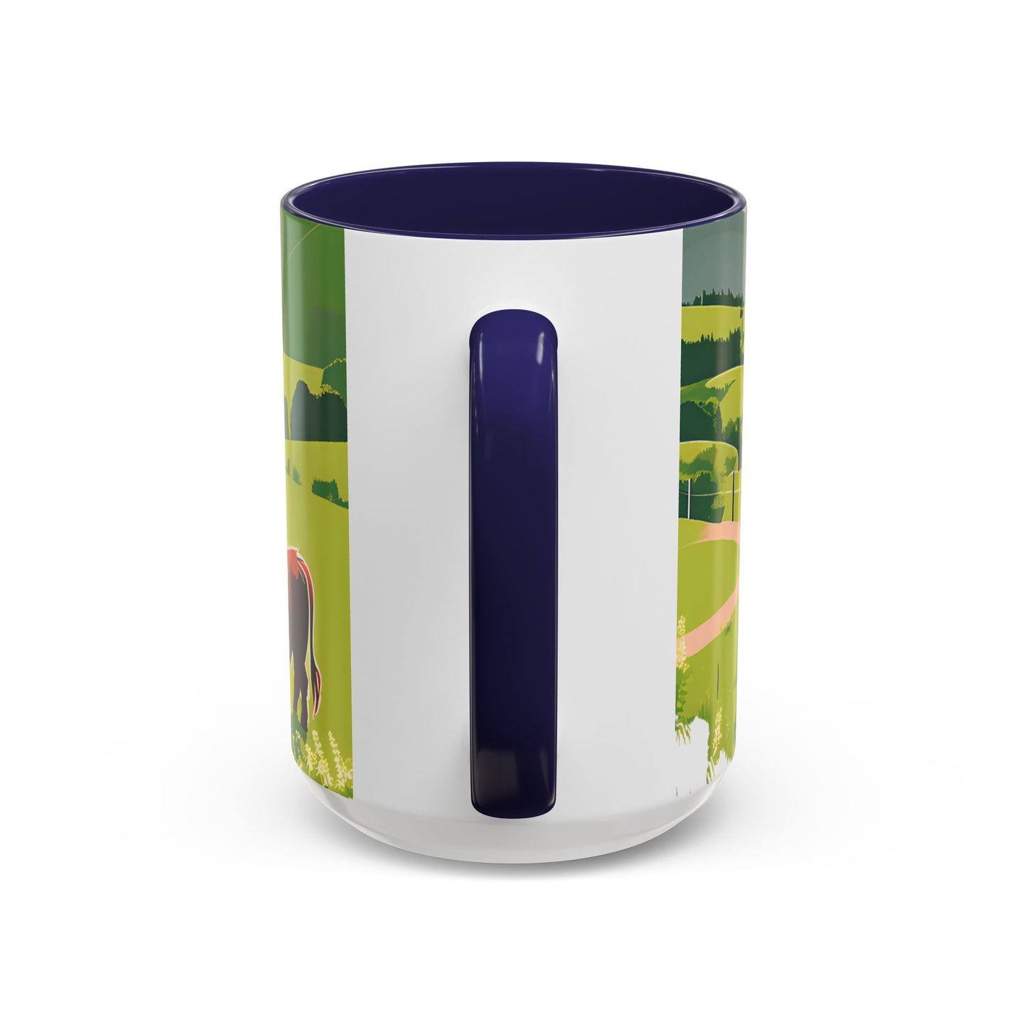 Highland Cow Coffee Mug – Scenic Farm Landscape Accent Mug (11/15oz)