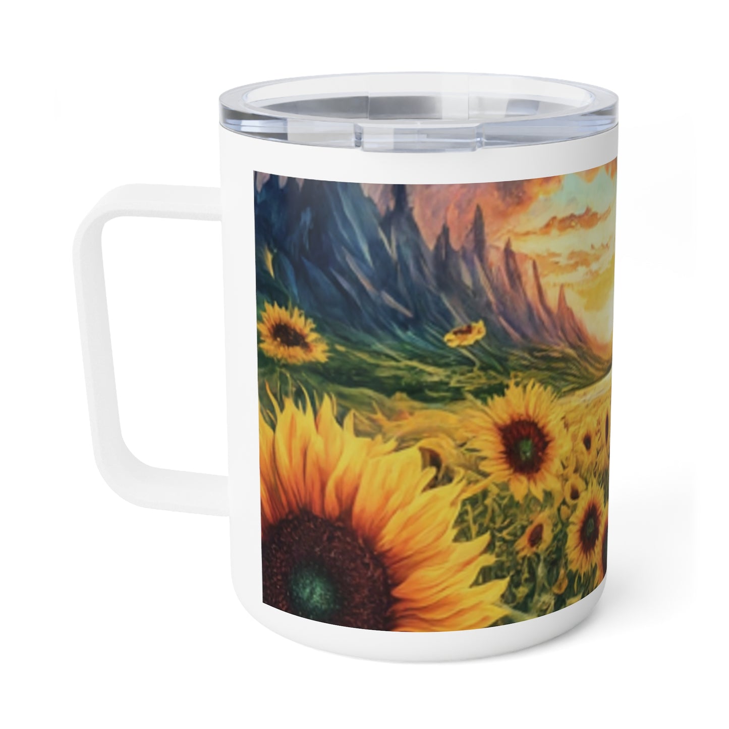 Sip in style anywhere with our Sunflower Insulated Coffee Mug, 10oz