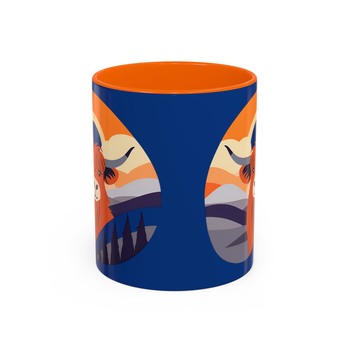 Highland Cow Coffee Mug — Cute Orange Scottish Cattle Accent Ceramic Mug (11/15 oz)