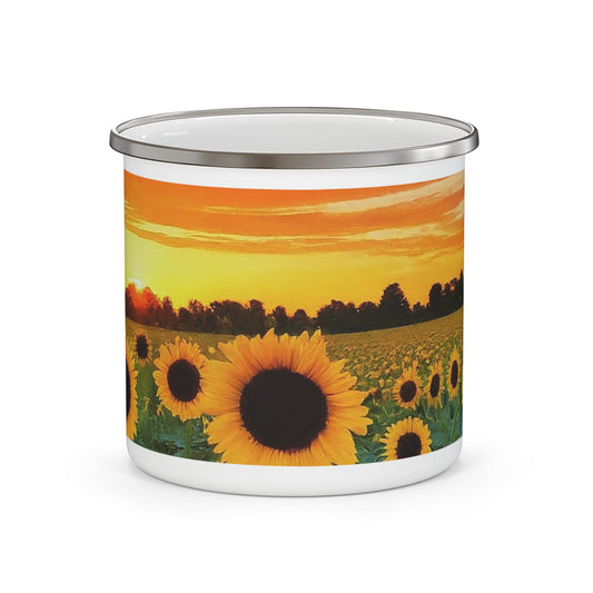 Sip in Style Anywhere with our Sunflower Enamel 12 oz Mug!