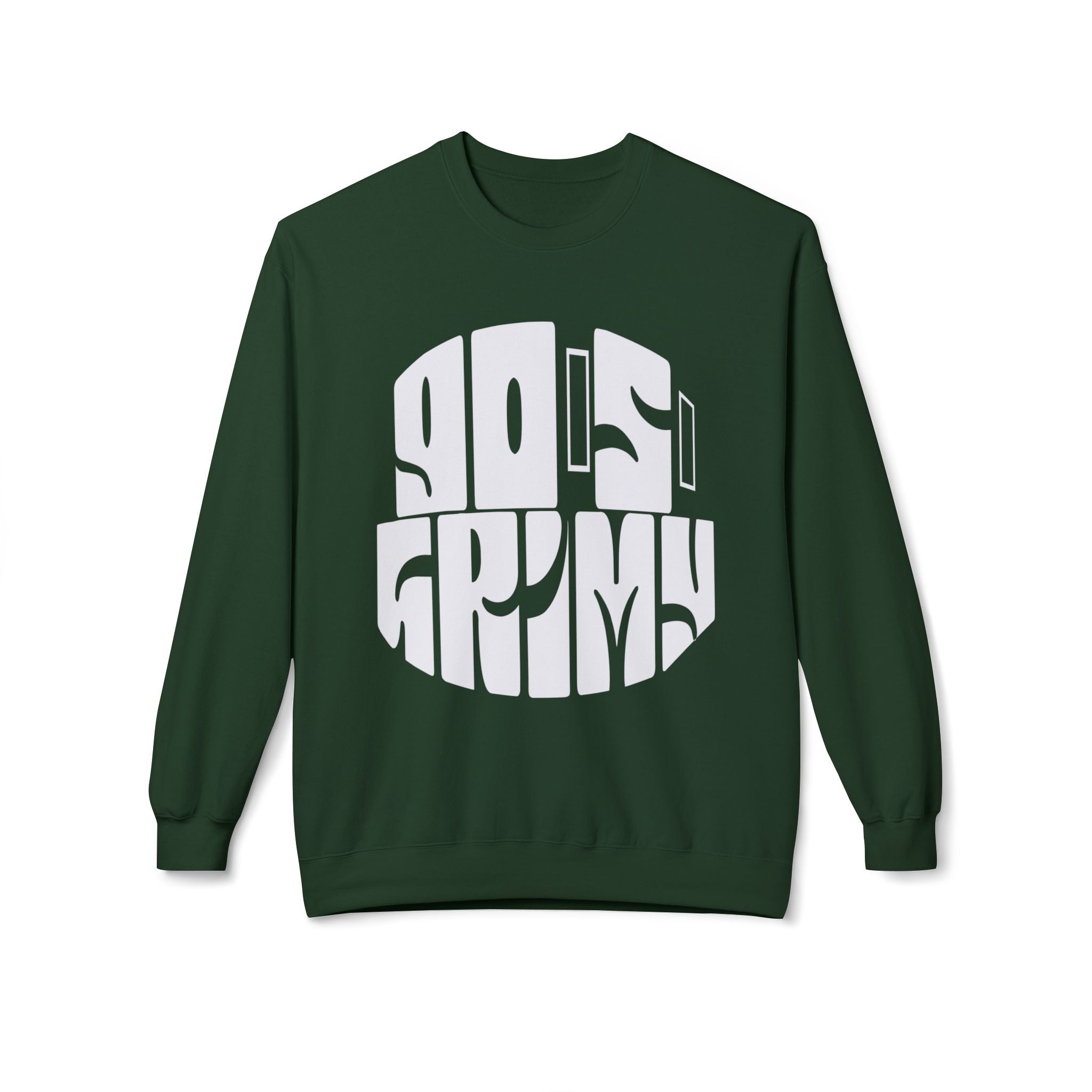 90s Grime Crewneck Sweatshirt — Retro Distorted Logo Pullover