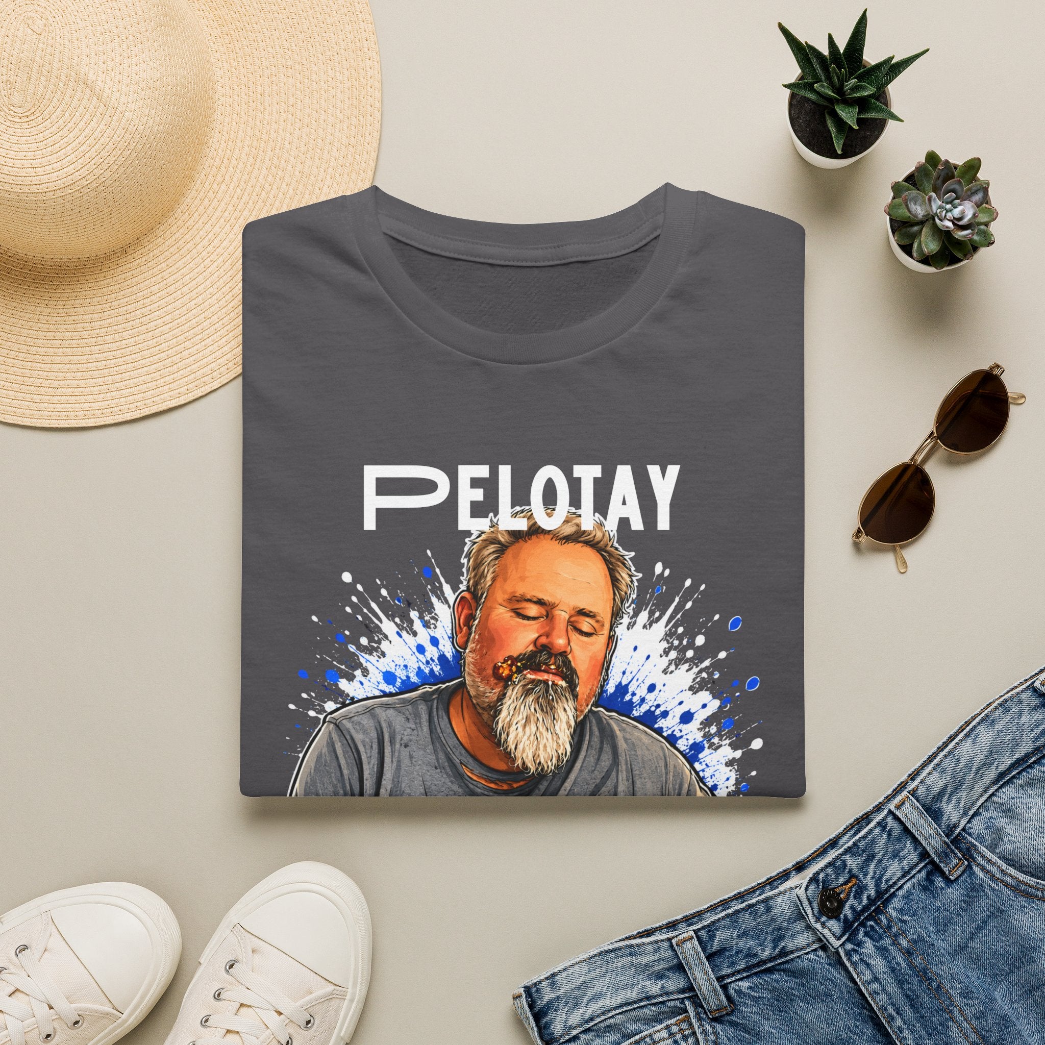 T-Shirt — Bearded Man Enjoying Mexican Elote for the First Time Illustration