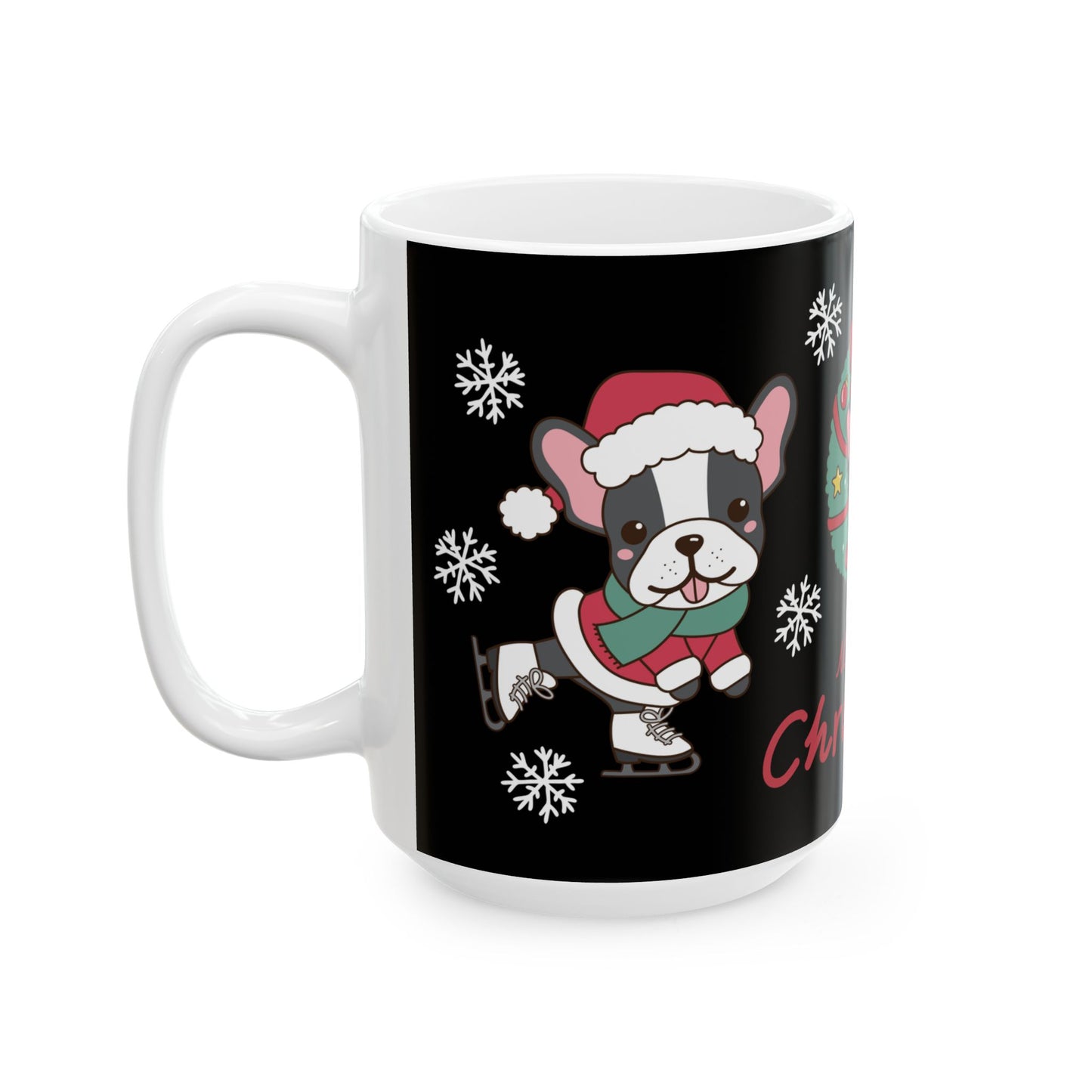 French Bulldog Christmas Wreath Mug | Merry Christmas Ceramic Mug