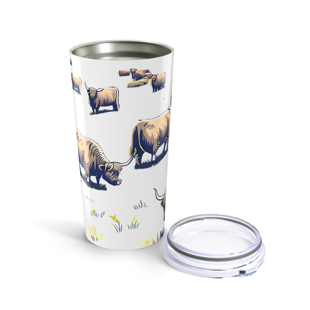 Insulated Travel Cup Highland Cow with Scottish Cattle Pattern 20oz Tumbler