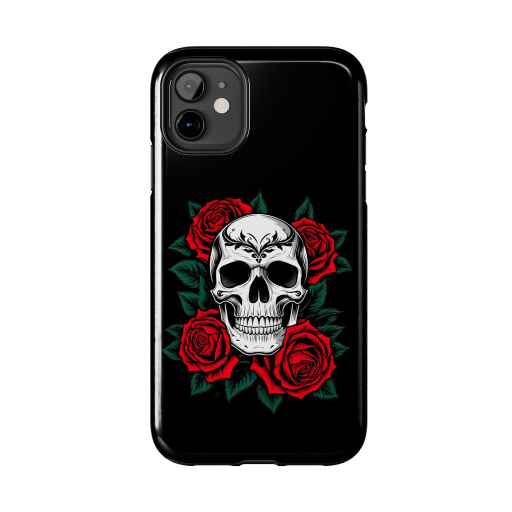 Skull and Roses Tough Phone Case — Durable Protective iPhone Cover with Vibrant Wing Design