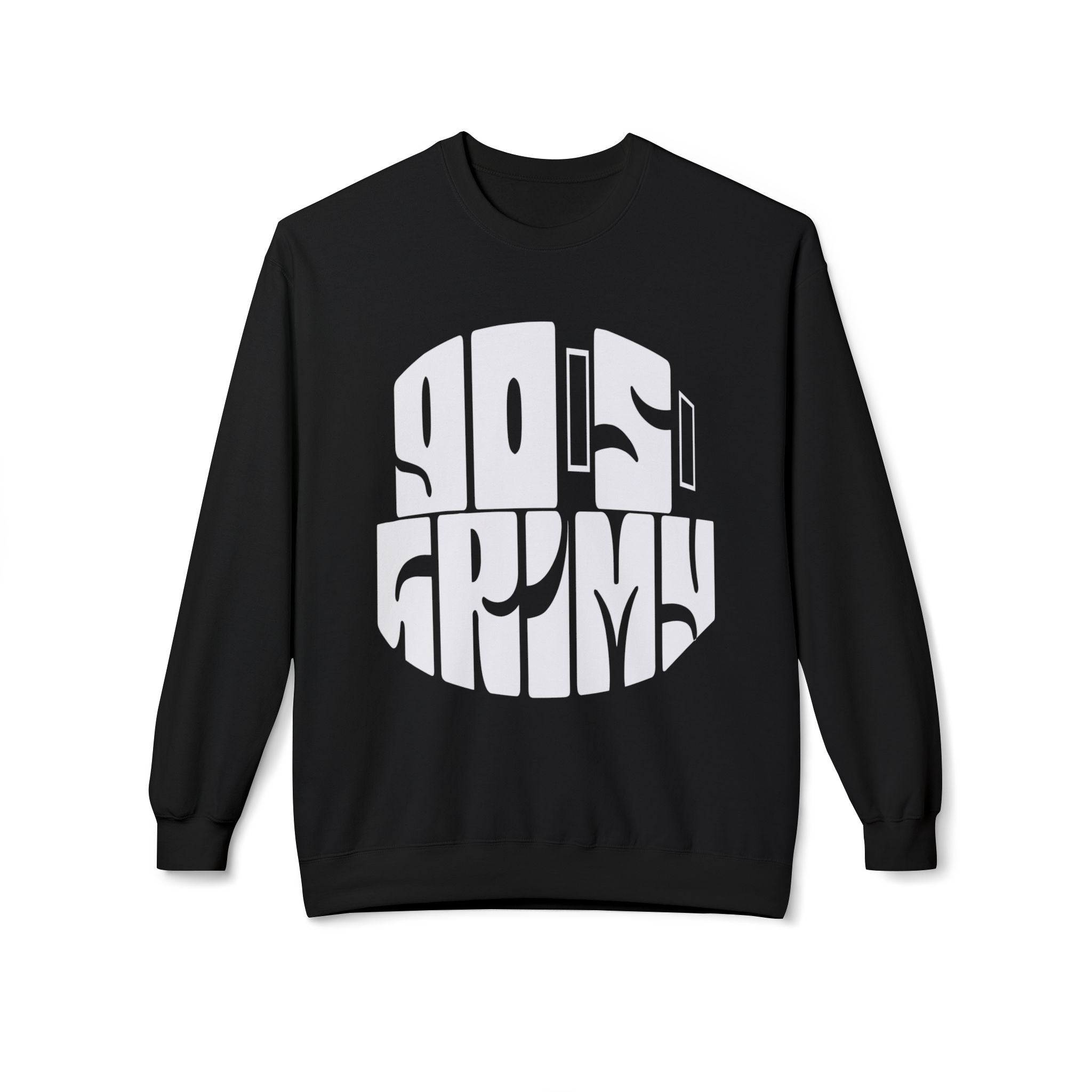 90s Grime Crewneck Sweatshirt — Retro Distorted Logo Pullover