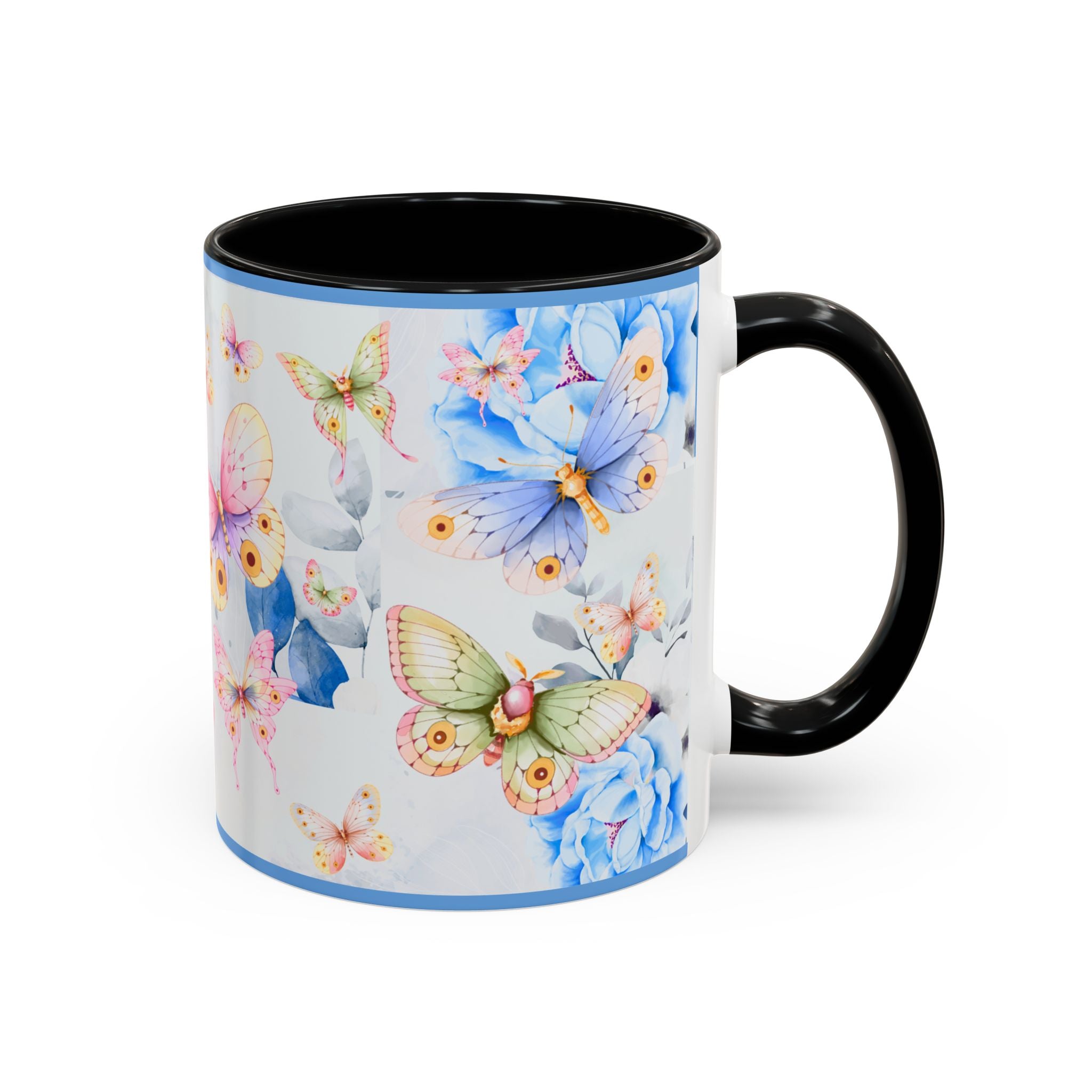 Floral Pastel Coffee Cup Butterfly Garden Accent Mug