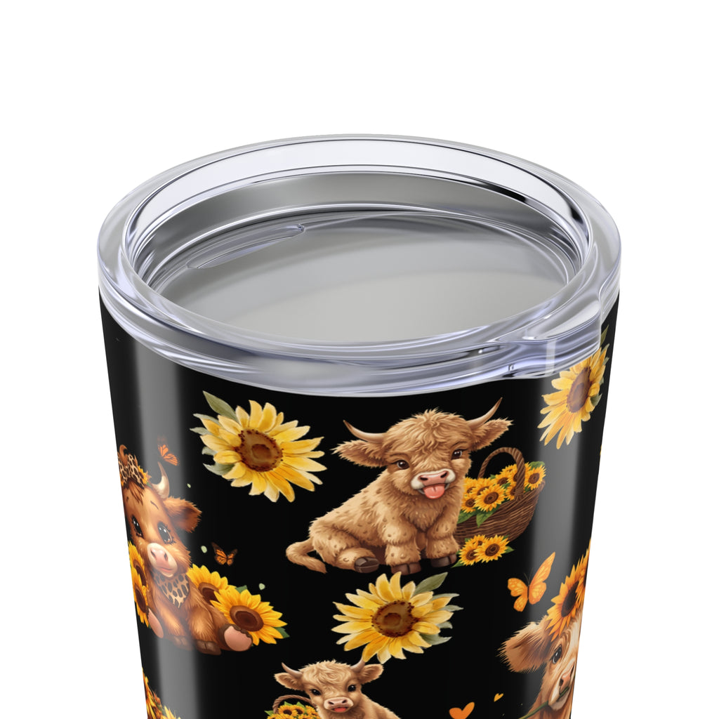 Highland Cow Tumbler Cute Calf Floral Travel Cup 20oz