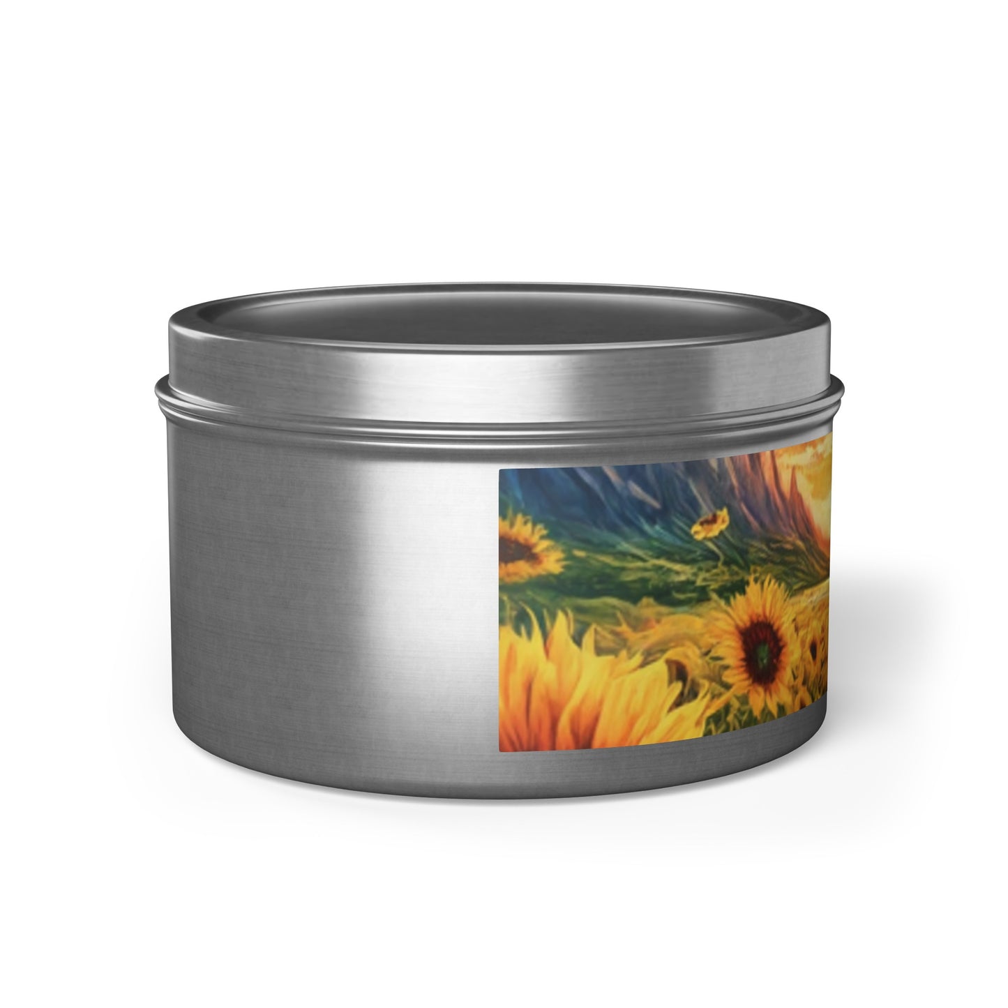 Beautiful Scented Sunflower Design Tin Candles