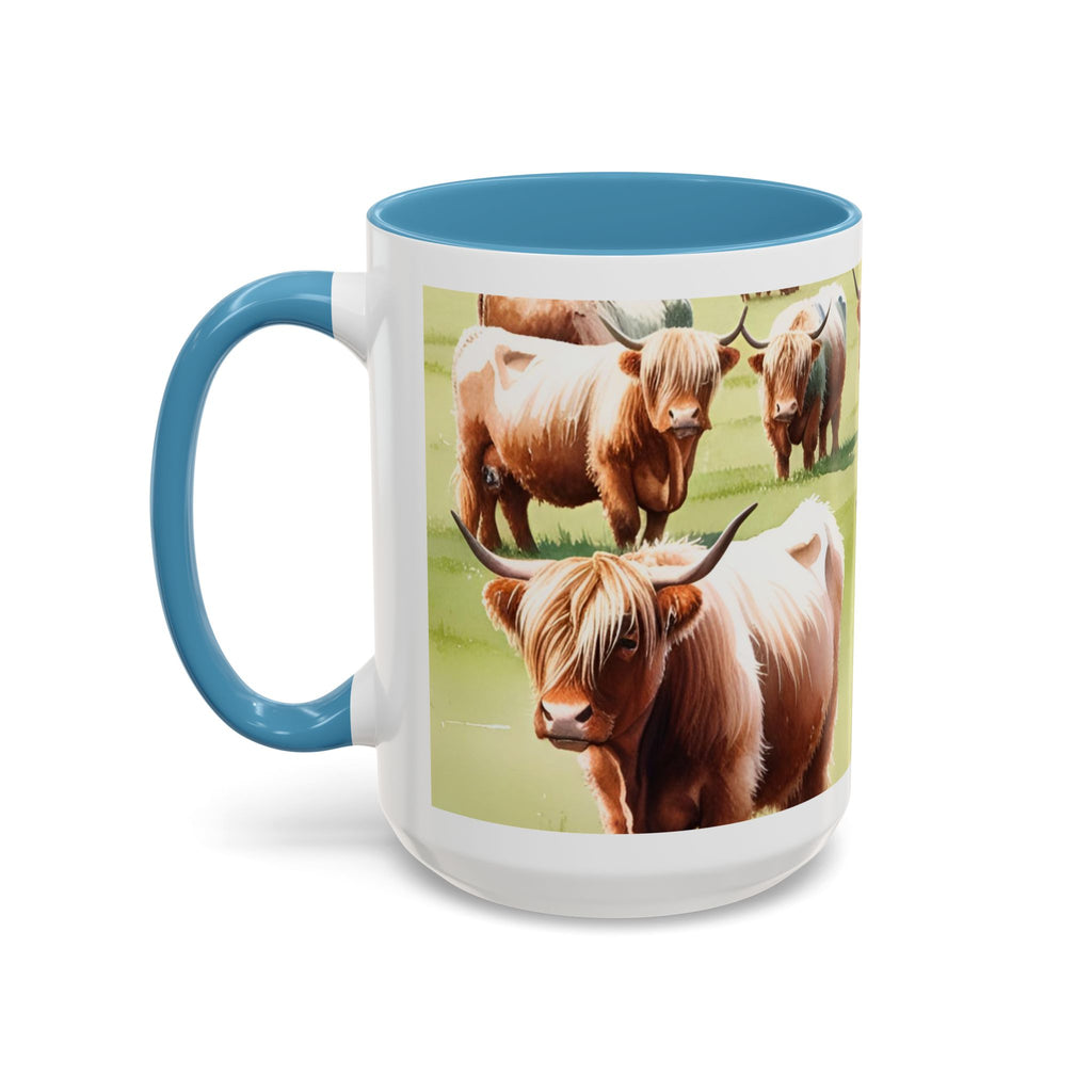 Highland Cow Accent Coffee Mug — Cute Rustic Cattle Farm Design (11/15 oz)