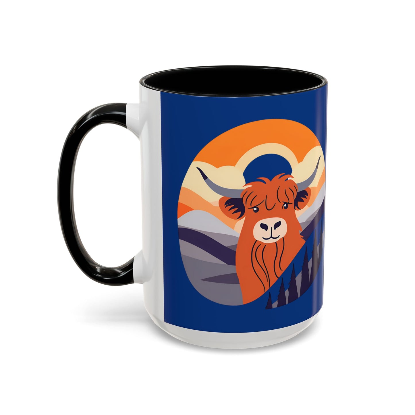 Highland Cow Coffee Mug — Cute Orange Scottish Cattle Accent Ceramic Mug (11/15 oz)