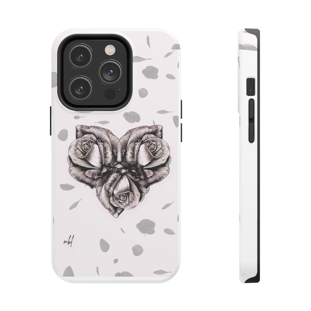 IPhone Phone Case Artistic Floral Tough Phone Cases - Heart Rose Design