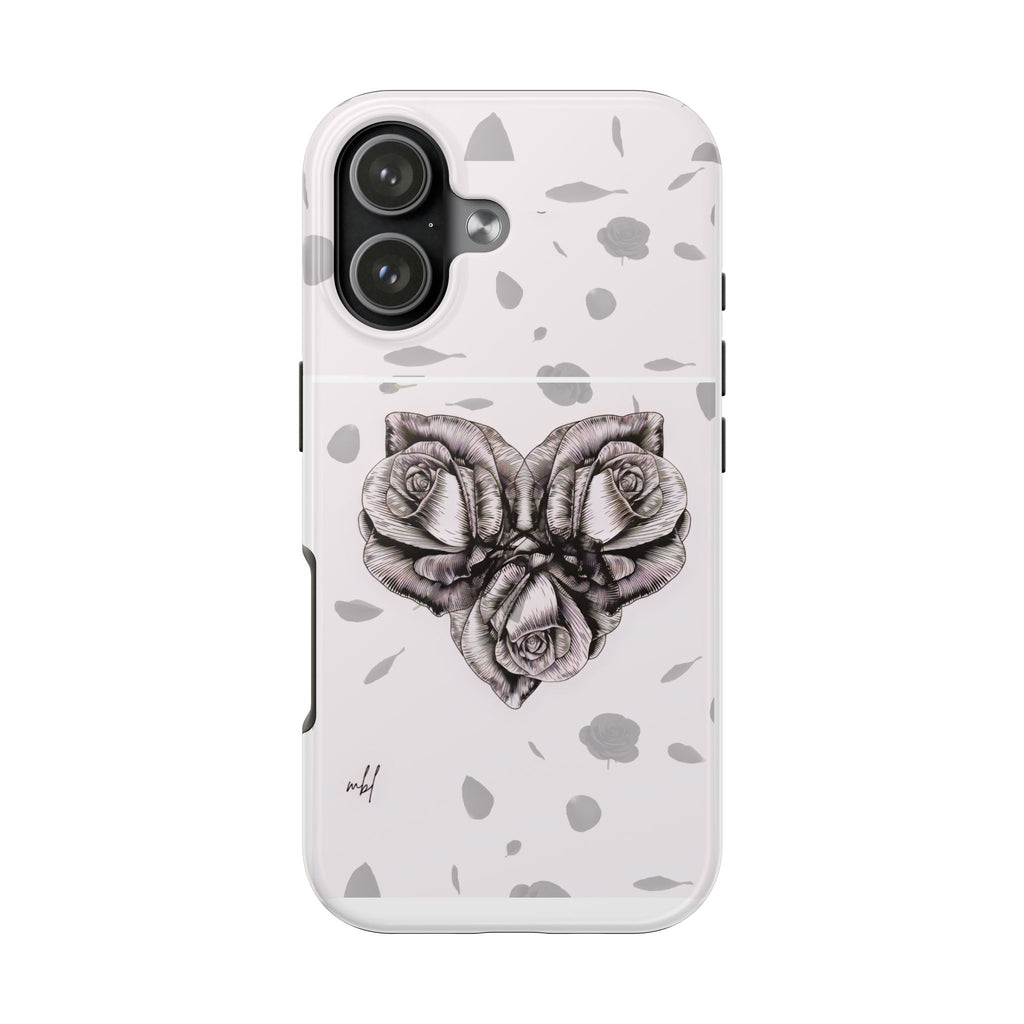 IPhone Phone Case Artistic Floral Tough Phone Cases - Heart Rose Design