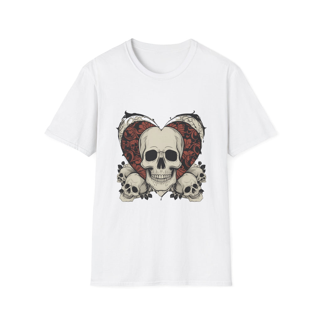 Skull Heart Graphic Tee - Edgy Unisex T-Shirt for Halloween, Gothic Style, Alternative Fashion, Gift for Her/Him