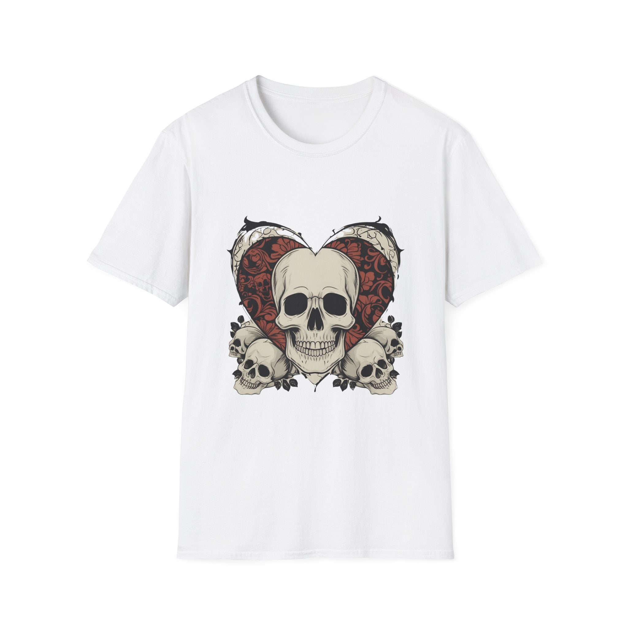 Skull Heart Graphic Tee - Edgy Unisex T-Shirt for Halloween, Gothic Style, Alternative Fashion, Gift for Her/Him