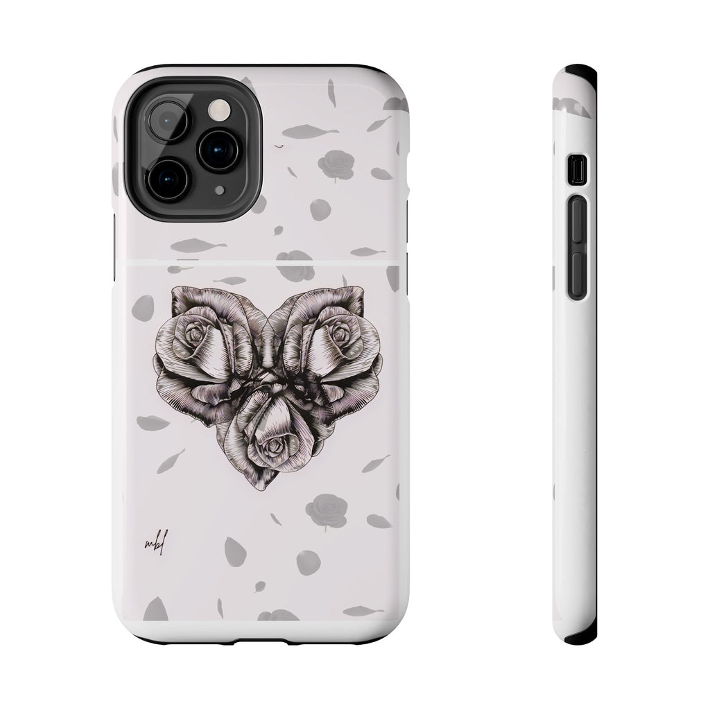 IPhone Phone Case Artistic Floral Tough Phone Cases - Heart Rose Design
