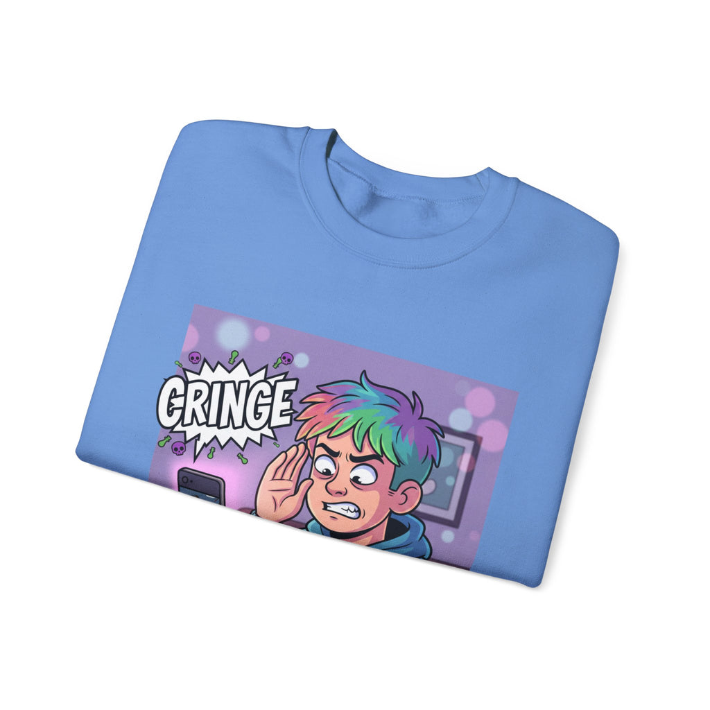 Cringe Reaction Cartoon Boy Sweatshirt | Funny Phone Call Illustration