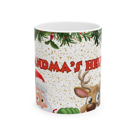Grandma's Favorite Helper Mug | Christmas Elf Reindeer Snowman Design