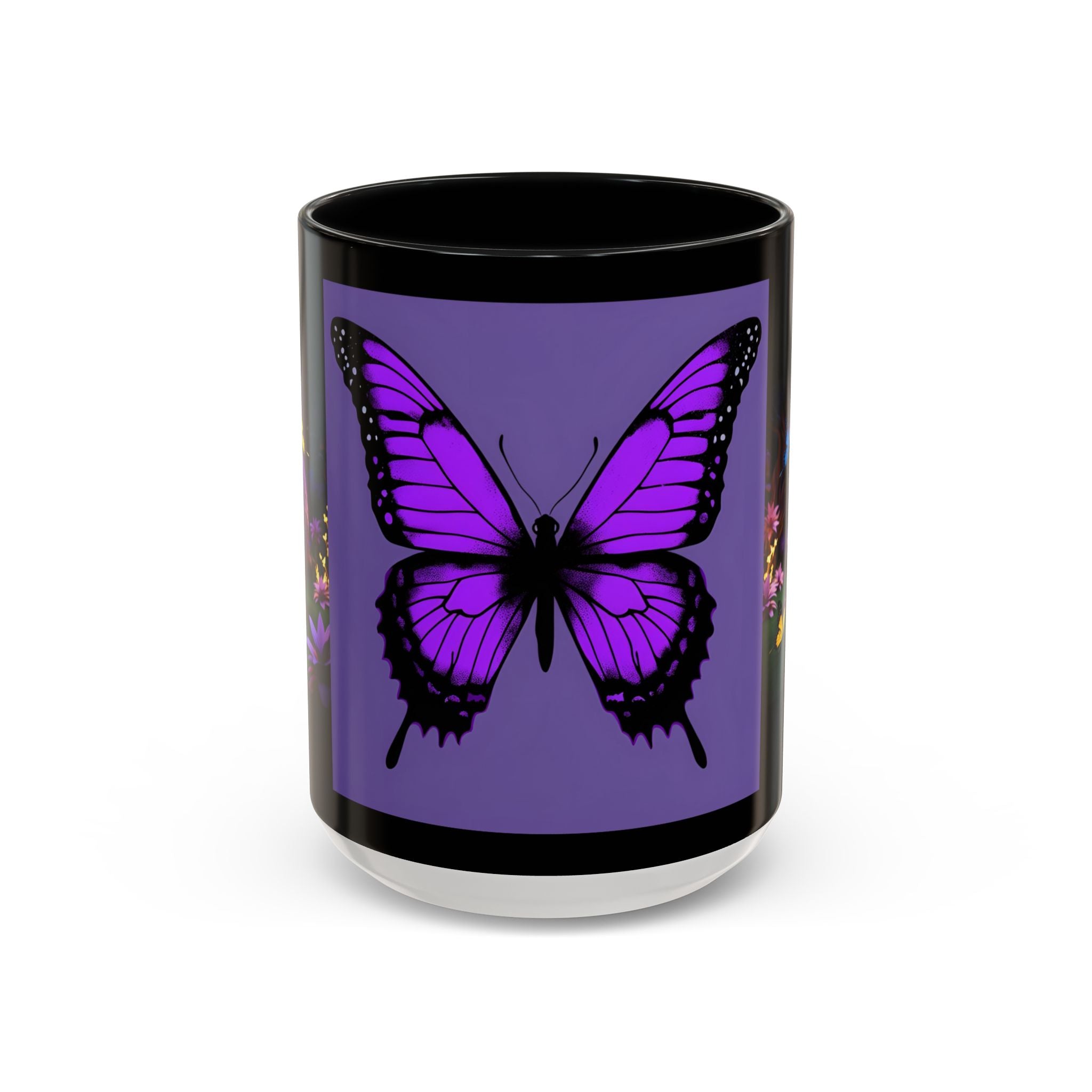 Purple Gothic Coffee Mug Butterfly Floral Skull Accent Cup