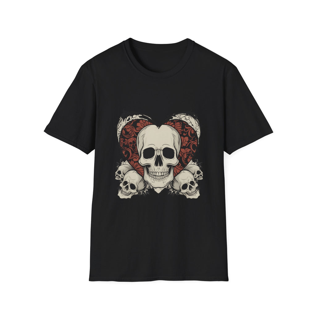 Skull Heart Graphic Tee - Edgy Unisex T-Shirt for Halloween, Gothic Style, Alternative Fashion, Gift for Her/Him
