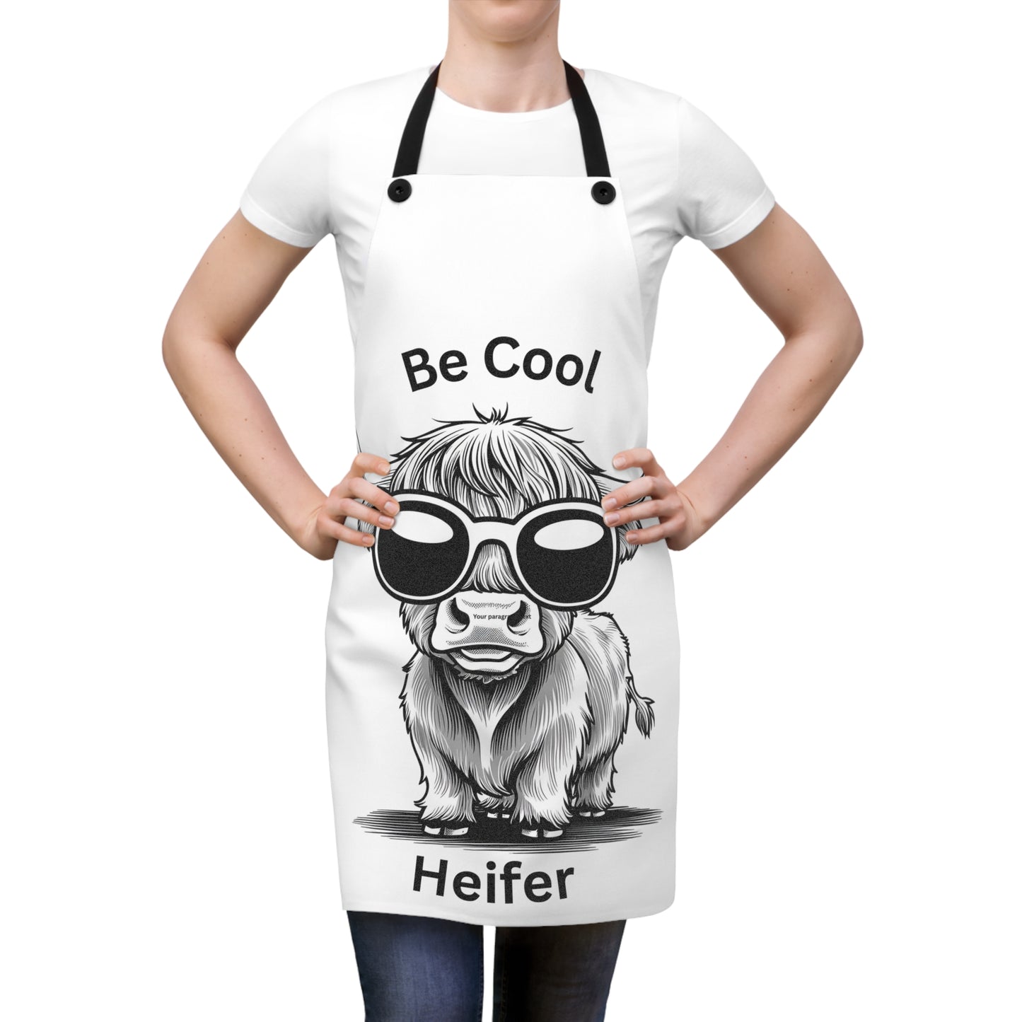 Be Cool Heifer Apron - Fun Cooking Gift, Cow Lover Apron, Baking Accessory, Kitchen Humor, Unique Hostess Gift