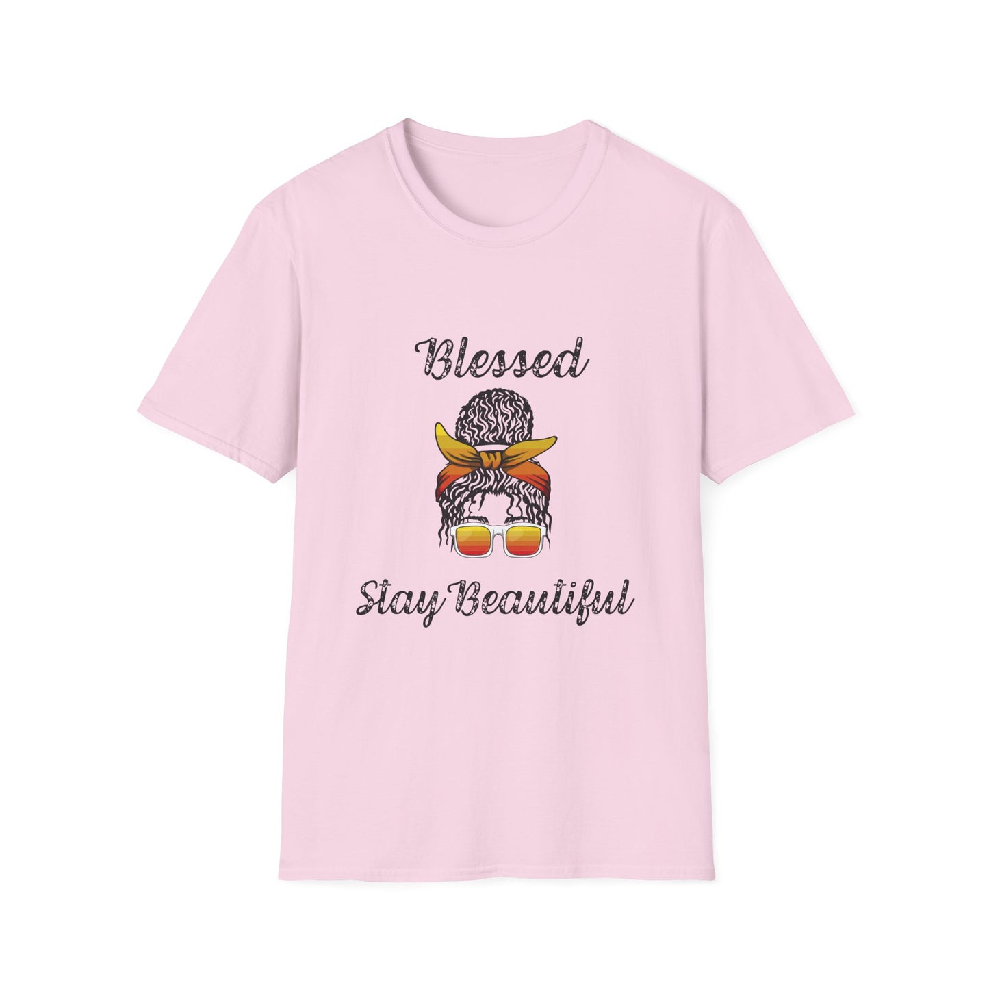 Blessed Stay Beautiful T-Shirt | Messy Bun Bandana Sunglasses