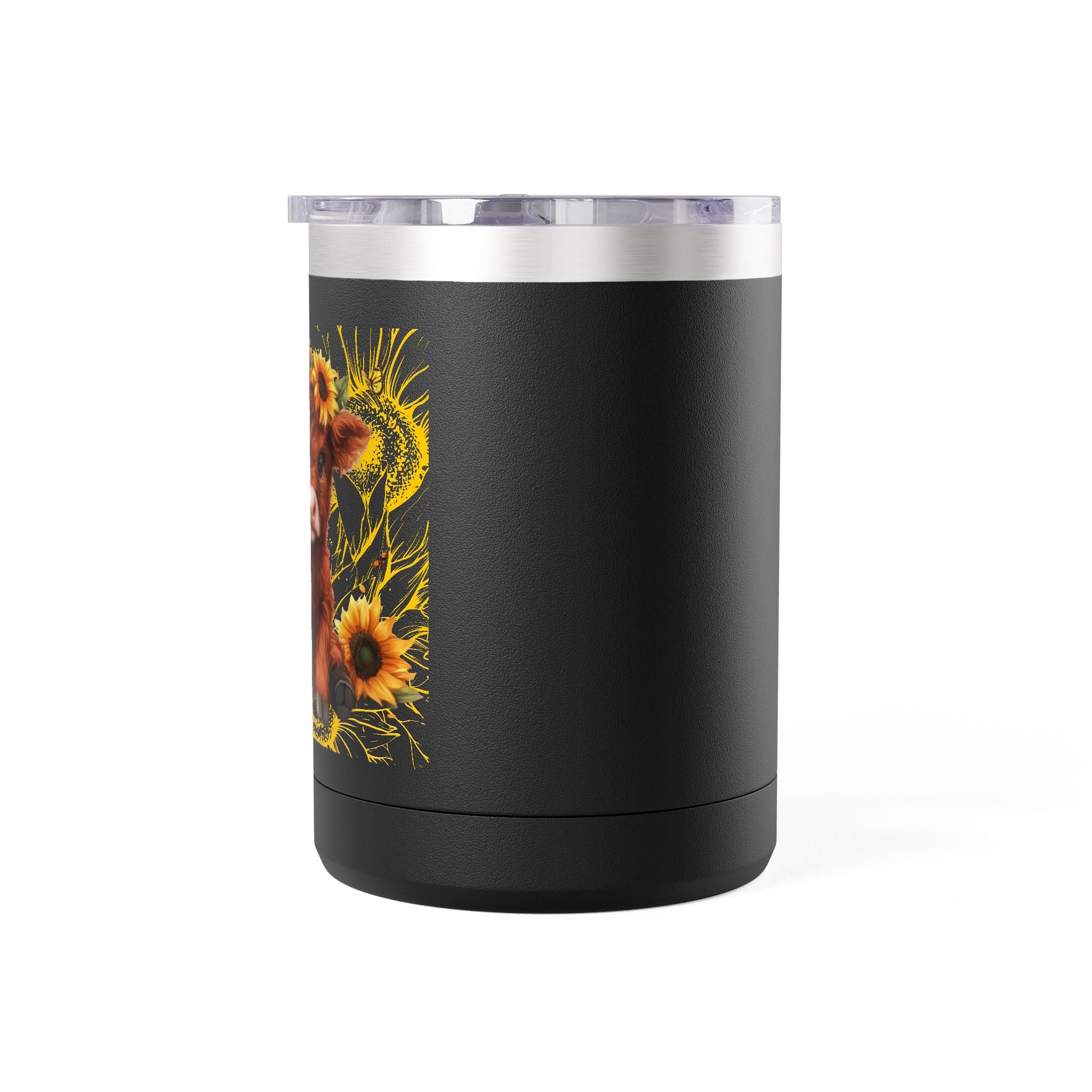 Highland Cow Travel Mug - Floral Sunflower Coffee Tumbler 15oz