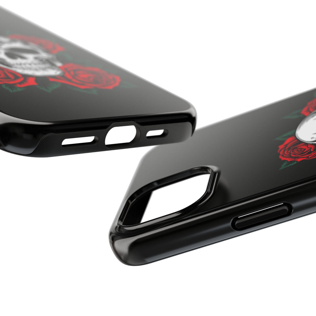 Skull and Roses Tough Phone Case — Durable Protective iPhone Cover with Vibrant Wing Design