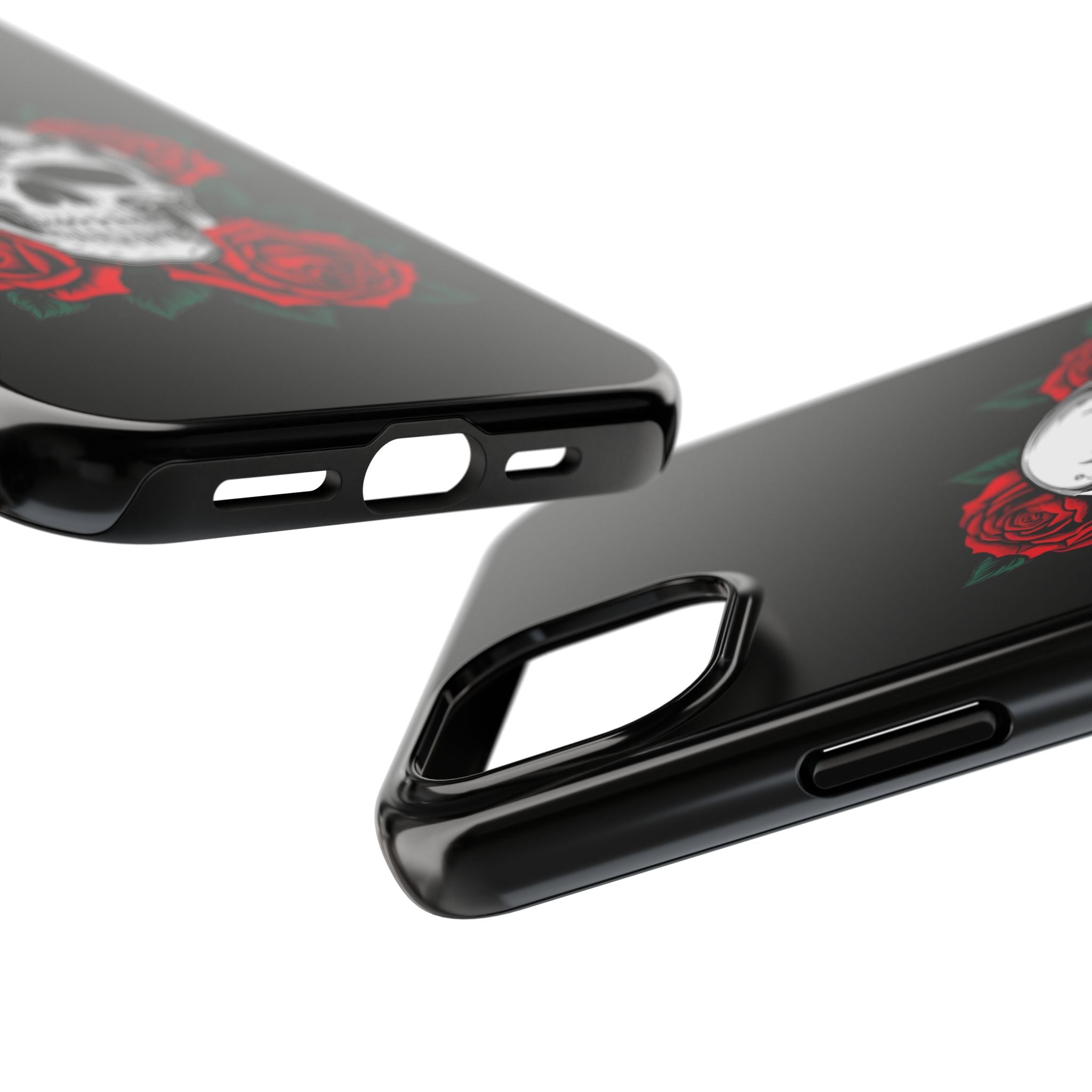 Skull and Roses Tough Phone Case — Durable Protective iPhone Cover with Vibrant Wing Design