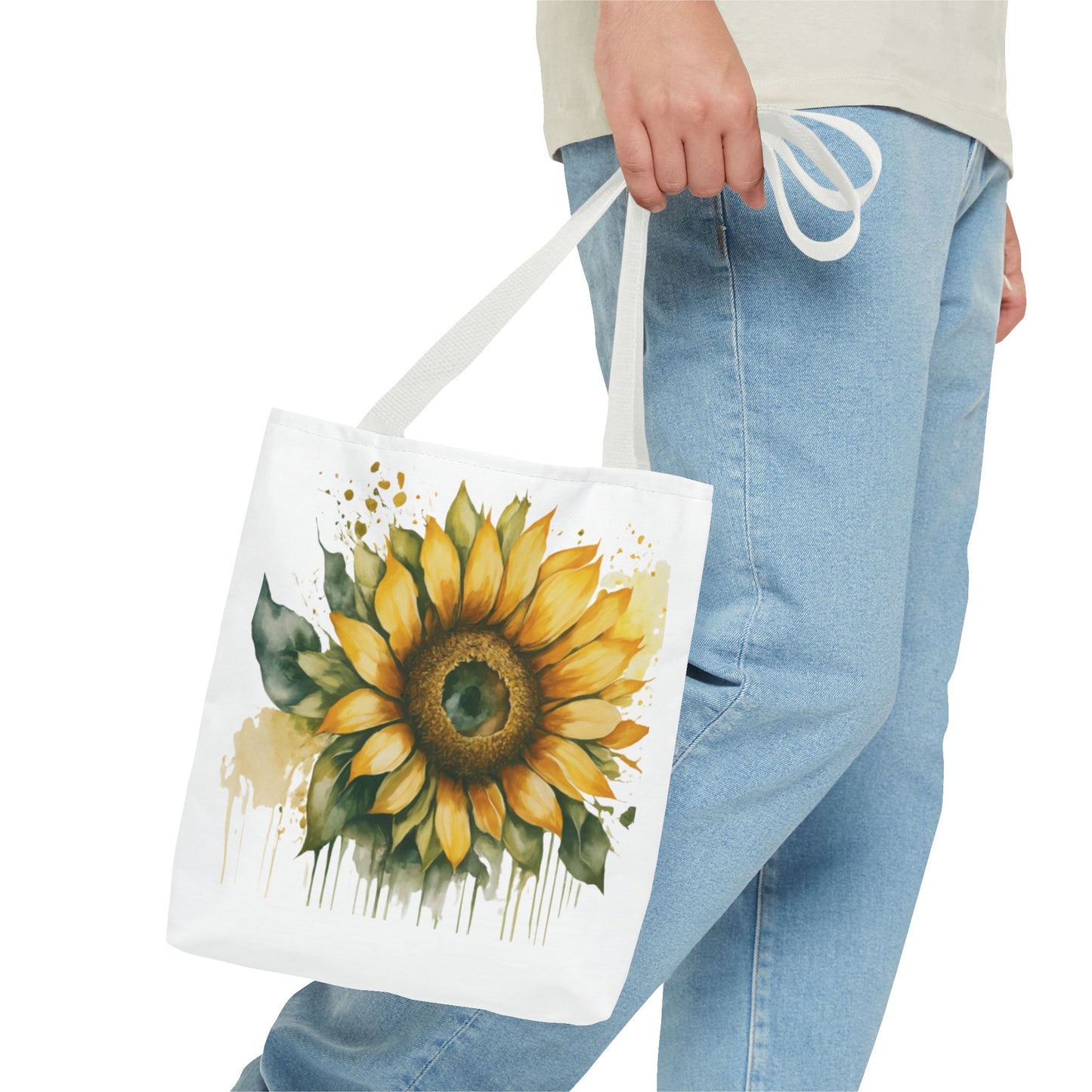Sunflower Motivational Tote Bag - Stay Focus On The Positive, Eco-Friendly Carryall, Floral Shopping Bag, Gift for Friends, Summer Essential