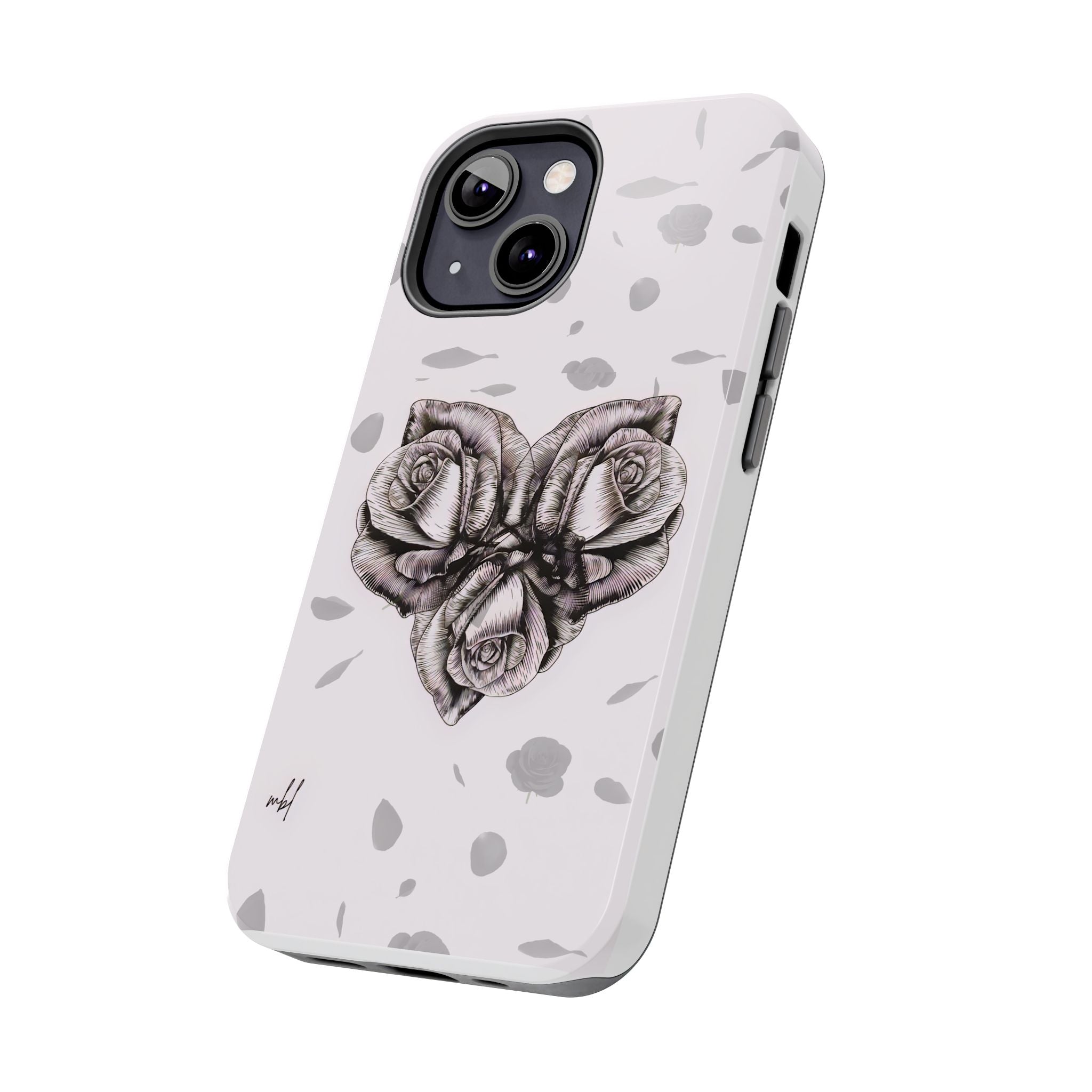 IPhone Phone Case Artistic Floral Tough Phone Cases - Heart Rose Design