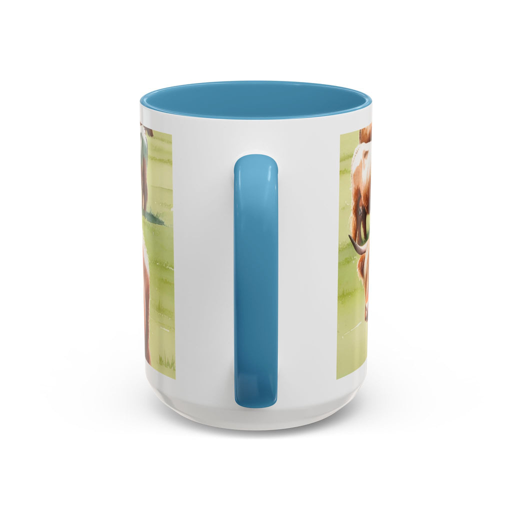 Highland Cow Accent Coffee Mug — Cute Rustic Cattle Farm Design (11/15 oz)
