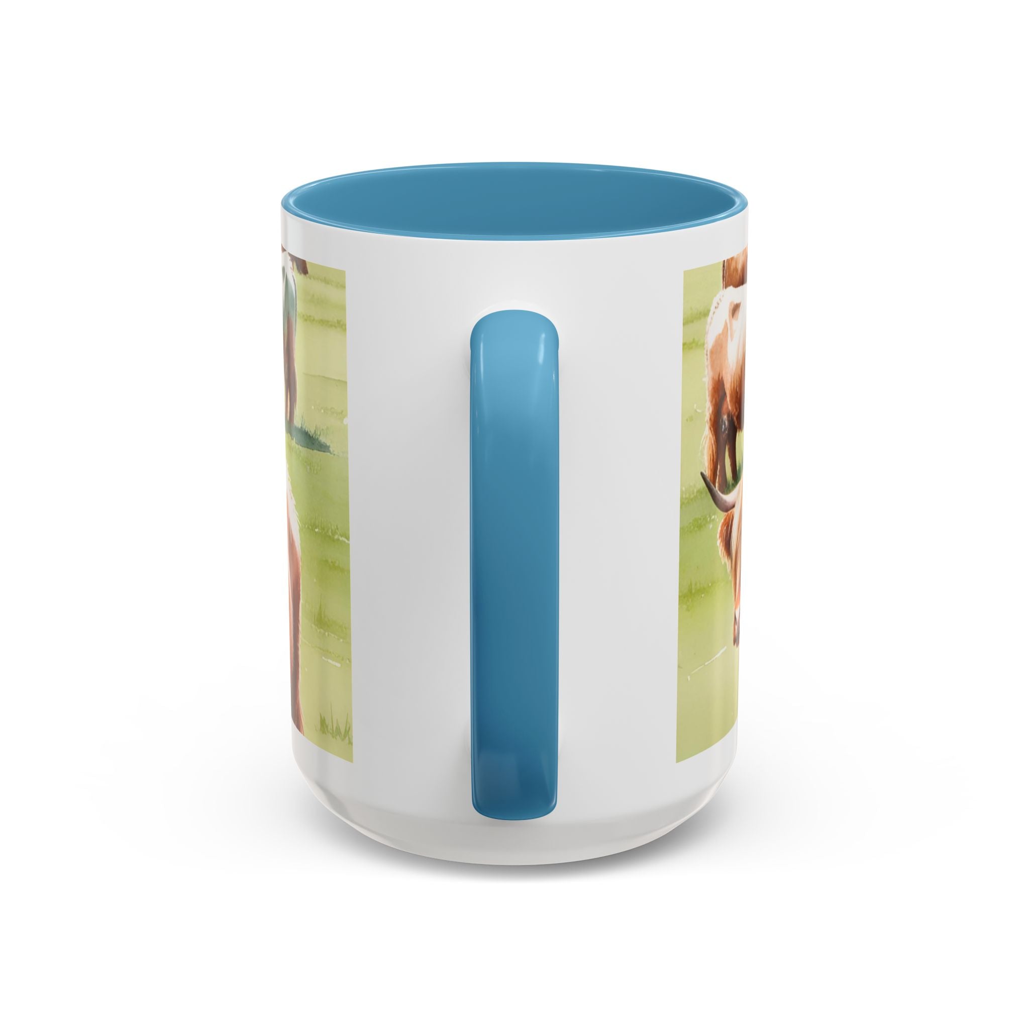 Highland Cow Accent Coffee Mug — Cute Rustic Cattle Farm Design (11/15 oz)
