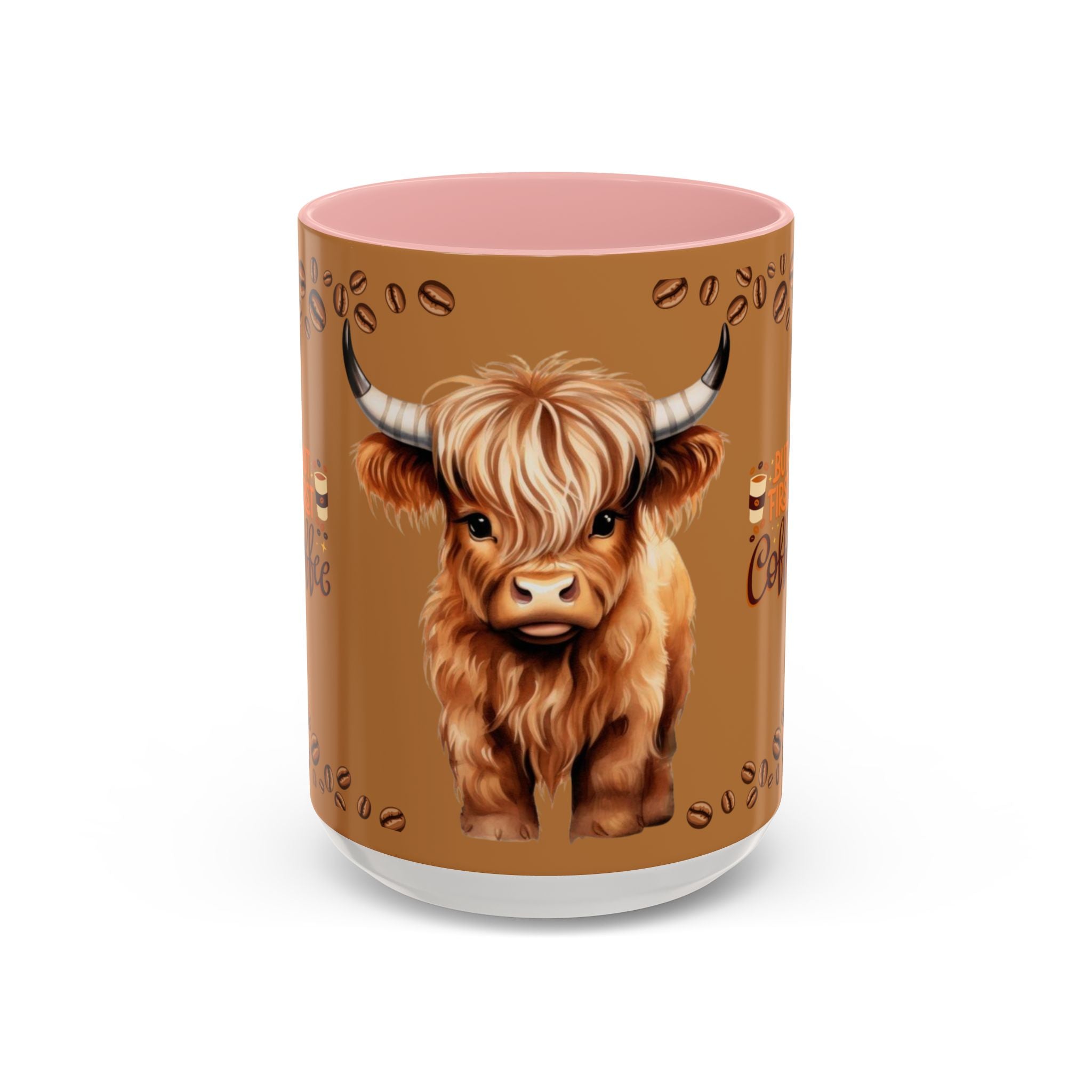 Highland Cow Coffee Mug — 'But First Coffee' Highland Cow Accent Mug (11/15oz)
