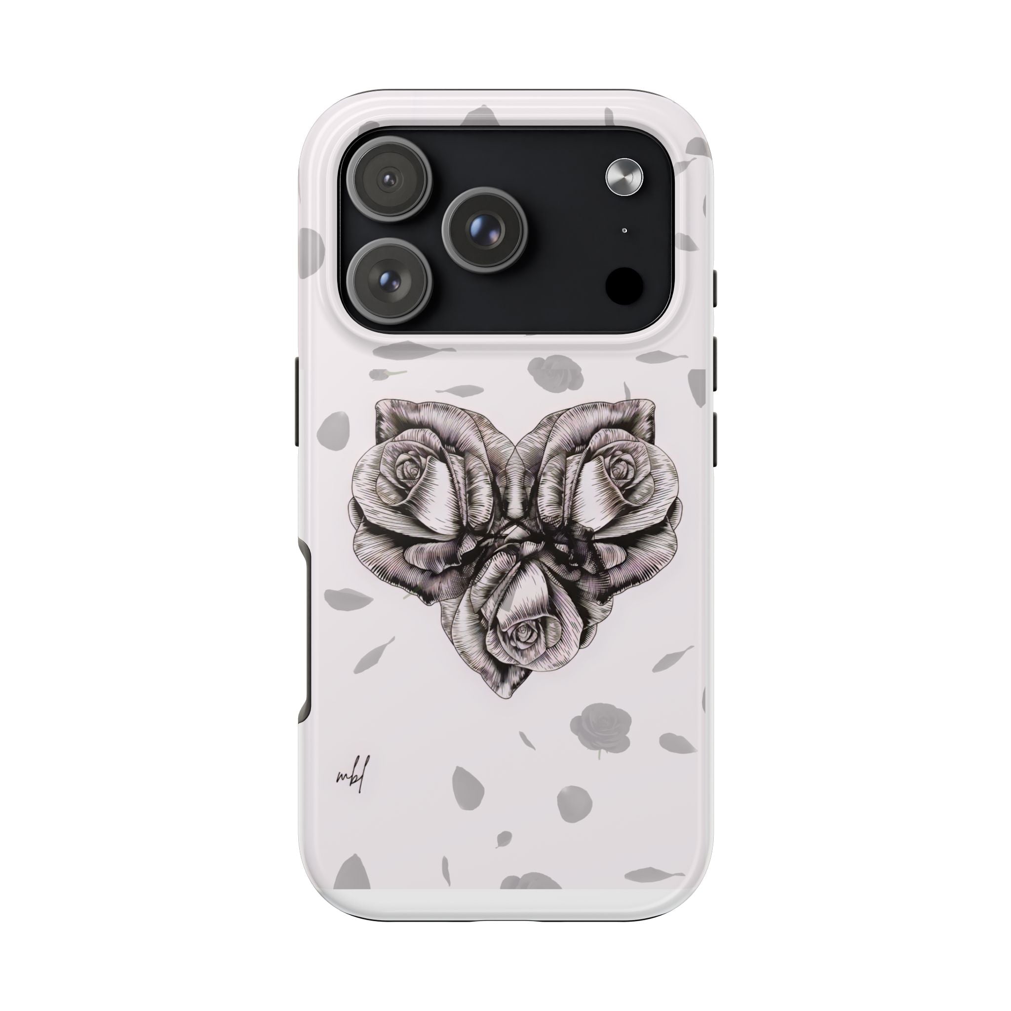 IPhone Phone Case Artistic Floral Tough Phone Cases - Heart Rose Design