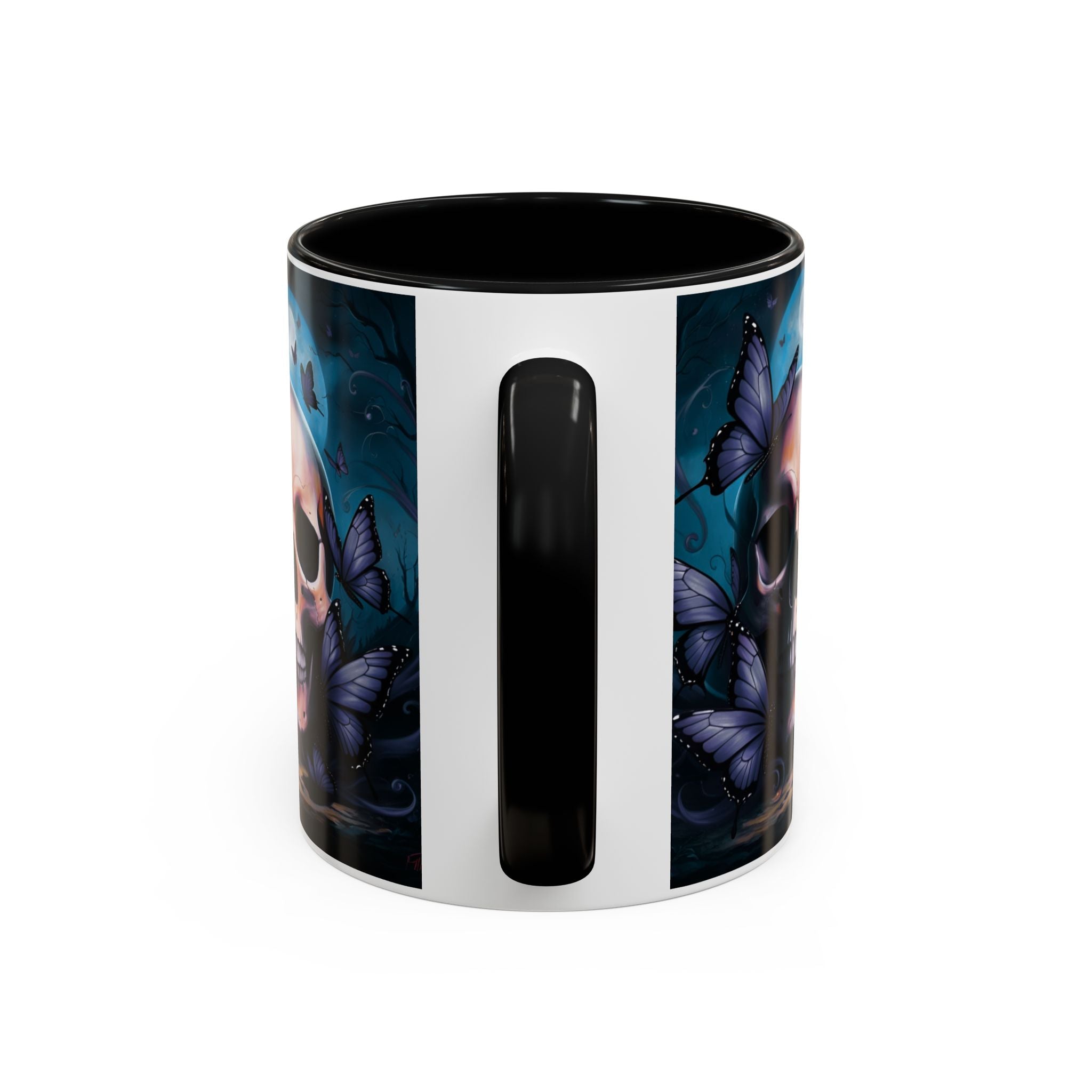 Skull and Butterfly Accent Mug - Great for Readers, Book Lovers, Halloween Decor, Gothic Gifts, Cozy Atmosphere