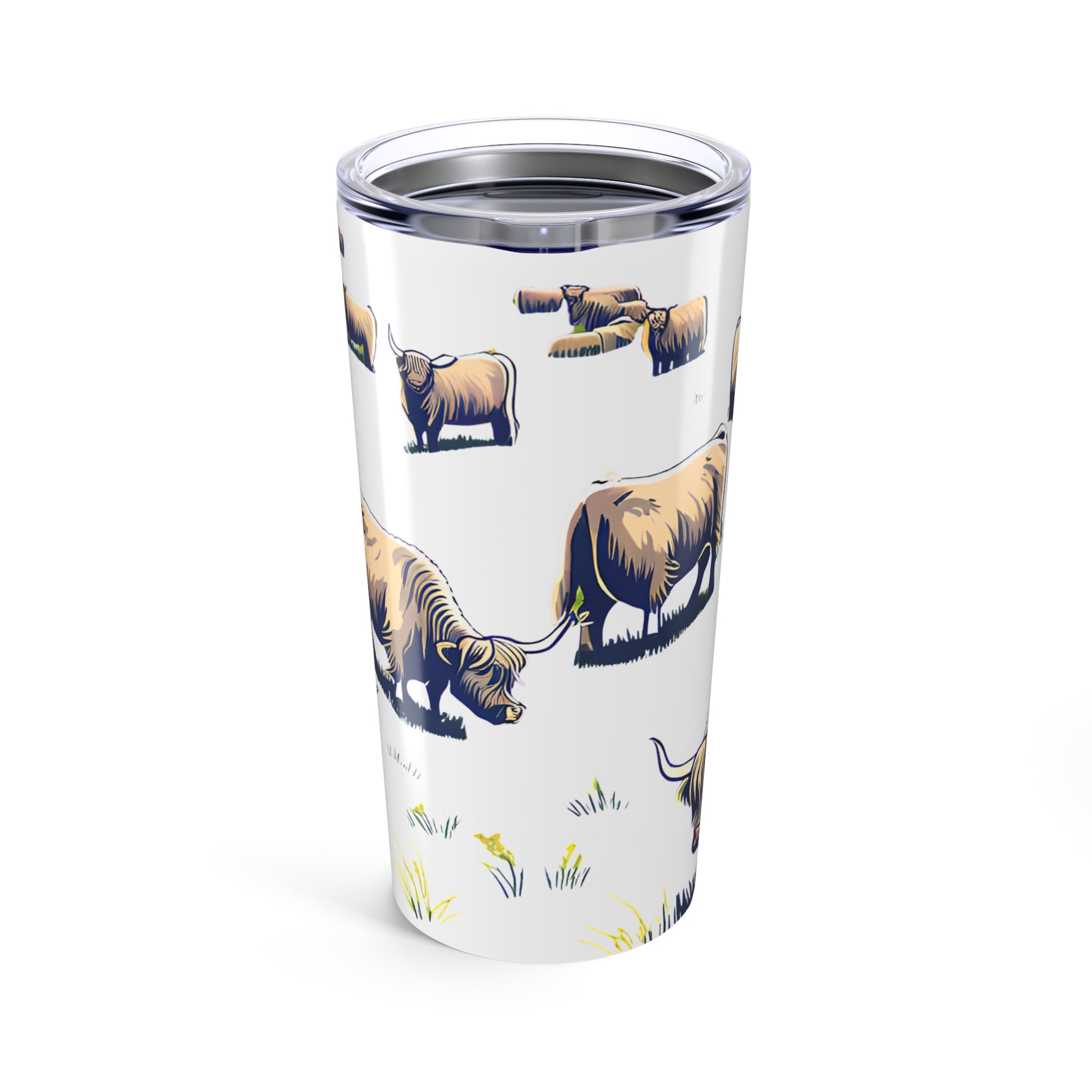 Insulated Travel Cup Highland Cow with Scottish Cattle Pattern 20oz Tumbler