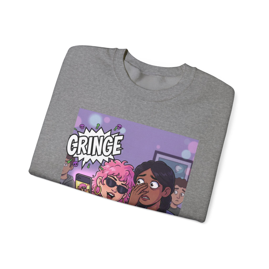Cringe Friends Illustration Sweatshirt | Cartoon Cafe Scene