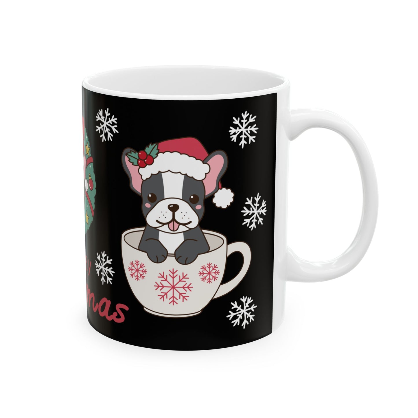 French Bulldog Christmas Wreath Mug | Merry Christmas Ceramic Mug