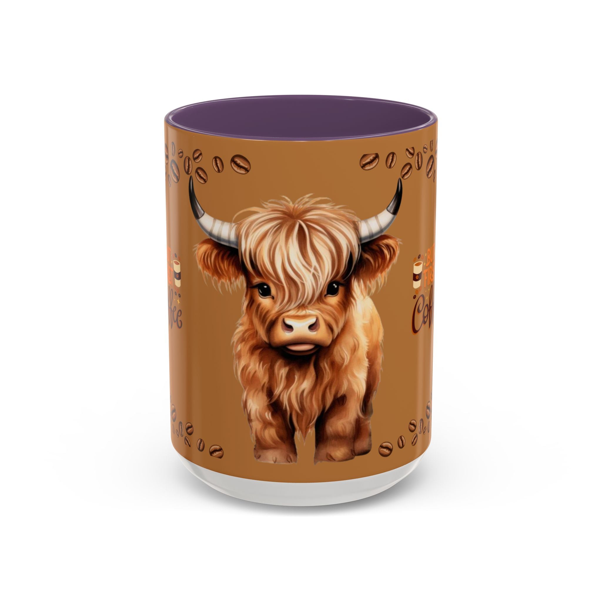 Highland Cow Coffee Mug — 'But First Coffee' Highland Cow Accent Mug (11/15oz)
