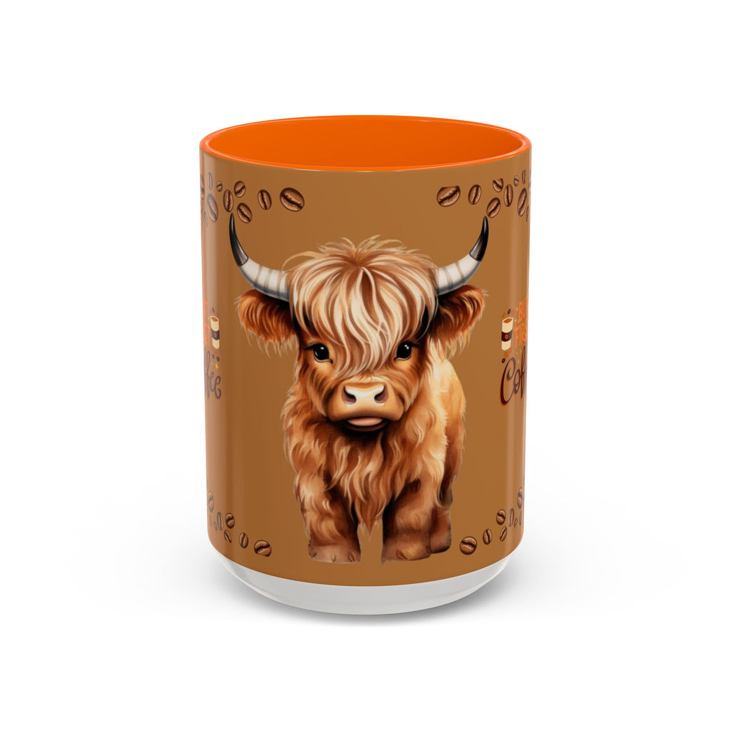 Highland Cow Coffee Mug — 'But First Coffee' Highland Cow Accent Mug (11/15oz)