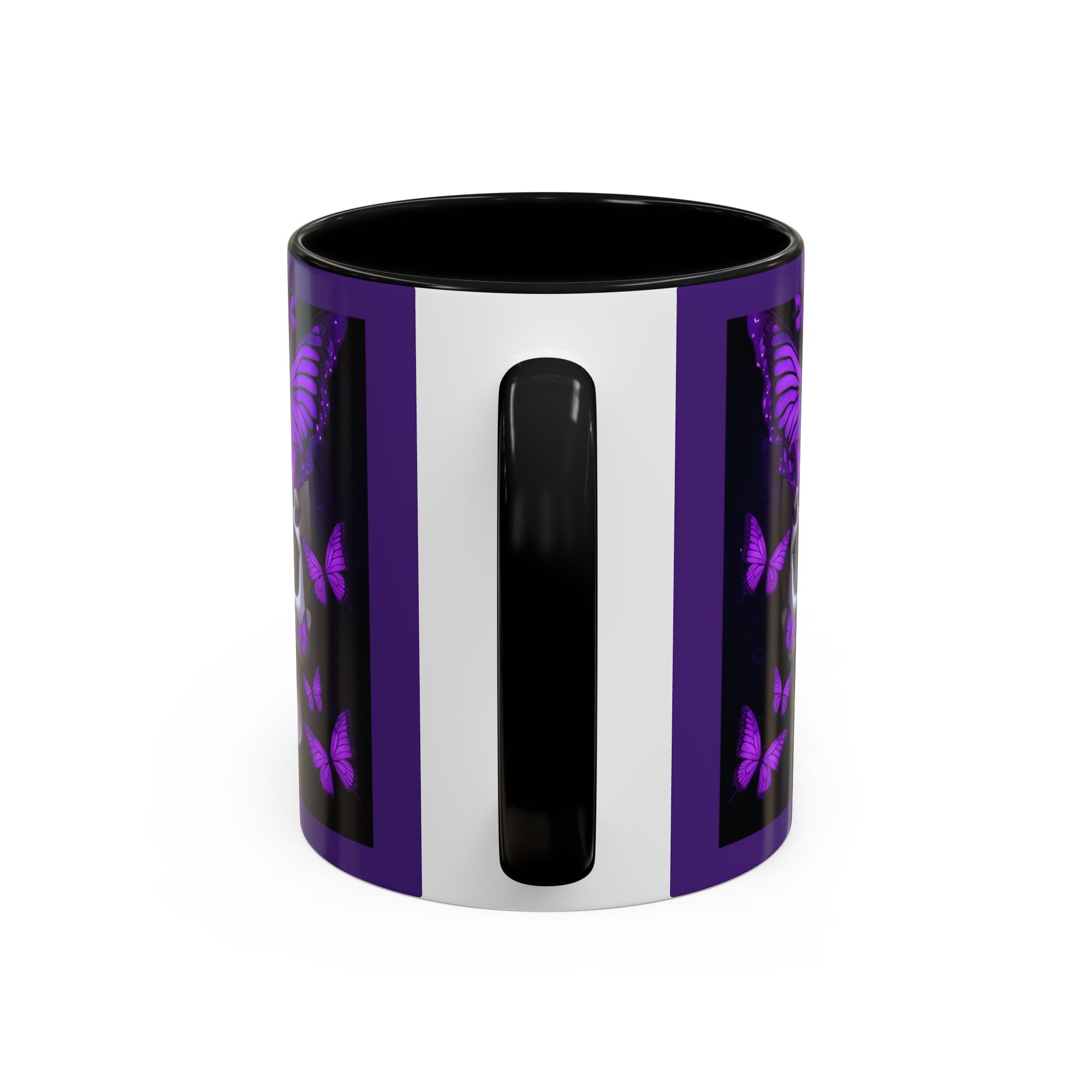 Purple Coffee Cup Gothic Butterfly Skull Accent Mug